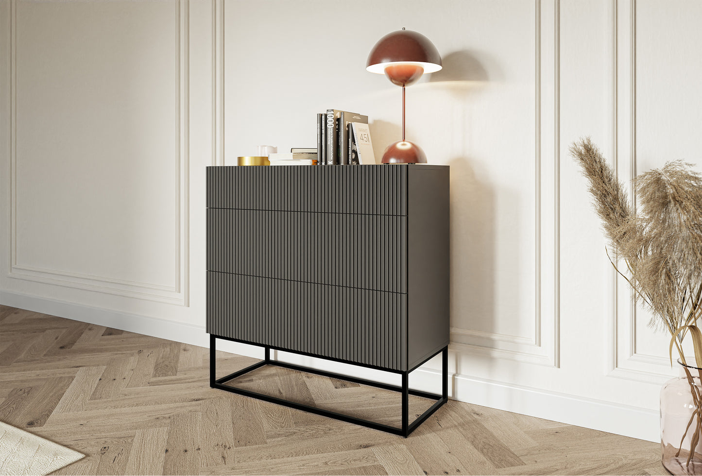 Kumode Velda 90/90/38 cm melns/melns - N1 Home