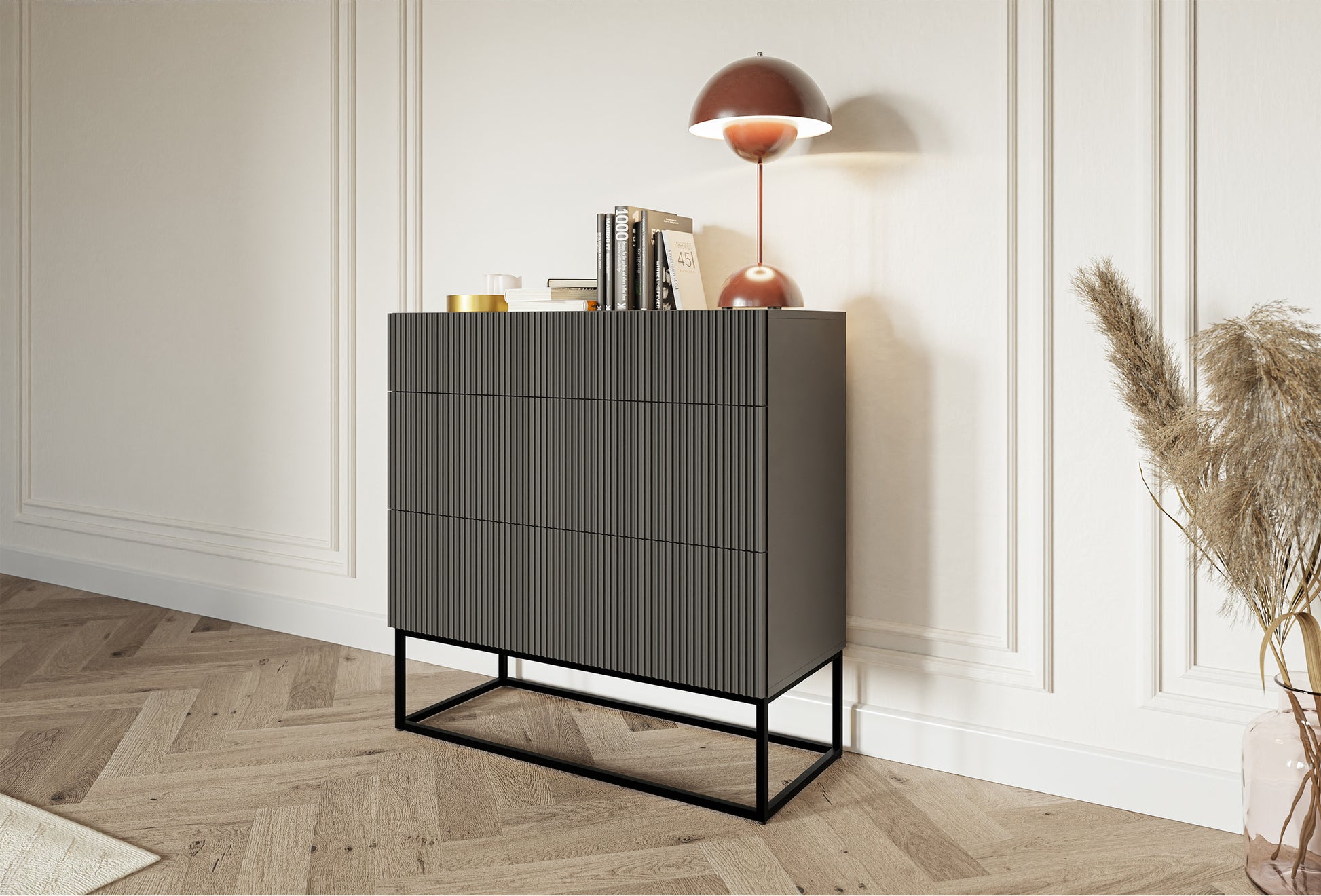 Kumode Velda 90/90/38 cm melns/melns - N1 Home