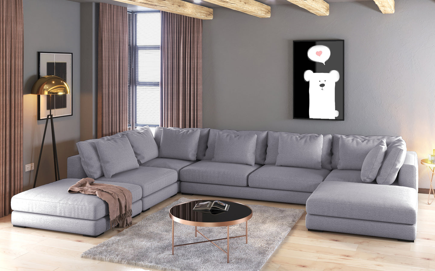 Dīvāna Milia U 87/429/307 cm Storm 90 - N1 Home