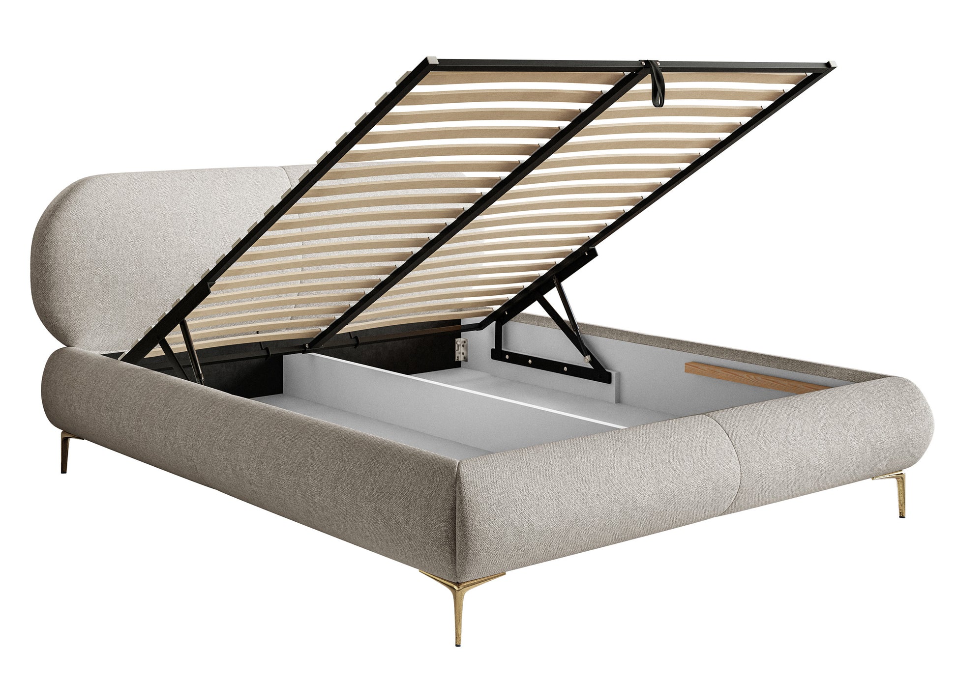 Gulta ar konteineru Valeo 140/160/180x 200 cm Toronto 02 (Lech), zelta kājas - N1 Home