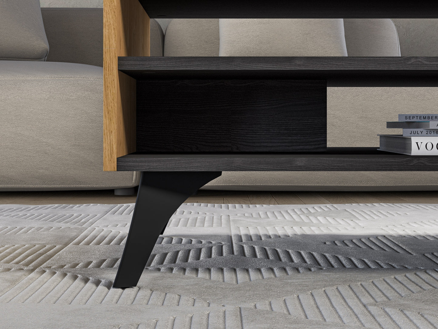 Kafijas galds Toskana 90/40/60 cm ozols/melns