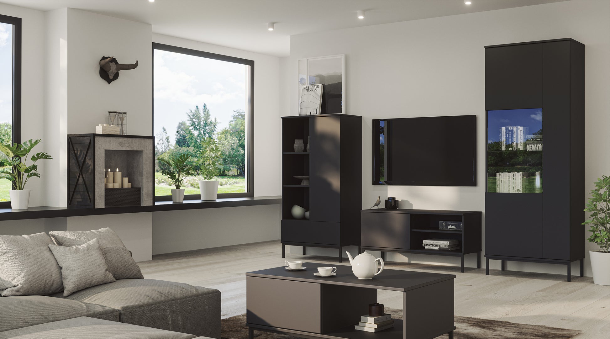 Kafijas galds Polka 47/100/60 cm melns - N1 Home