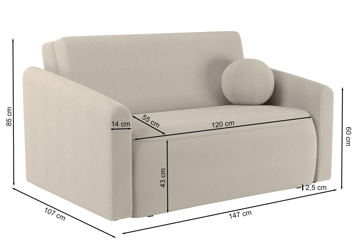 Dīvāns Poppi 85/147/107 cm Curio 09 - N1 Home