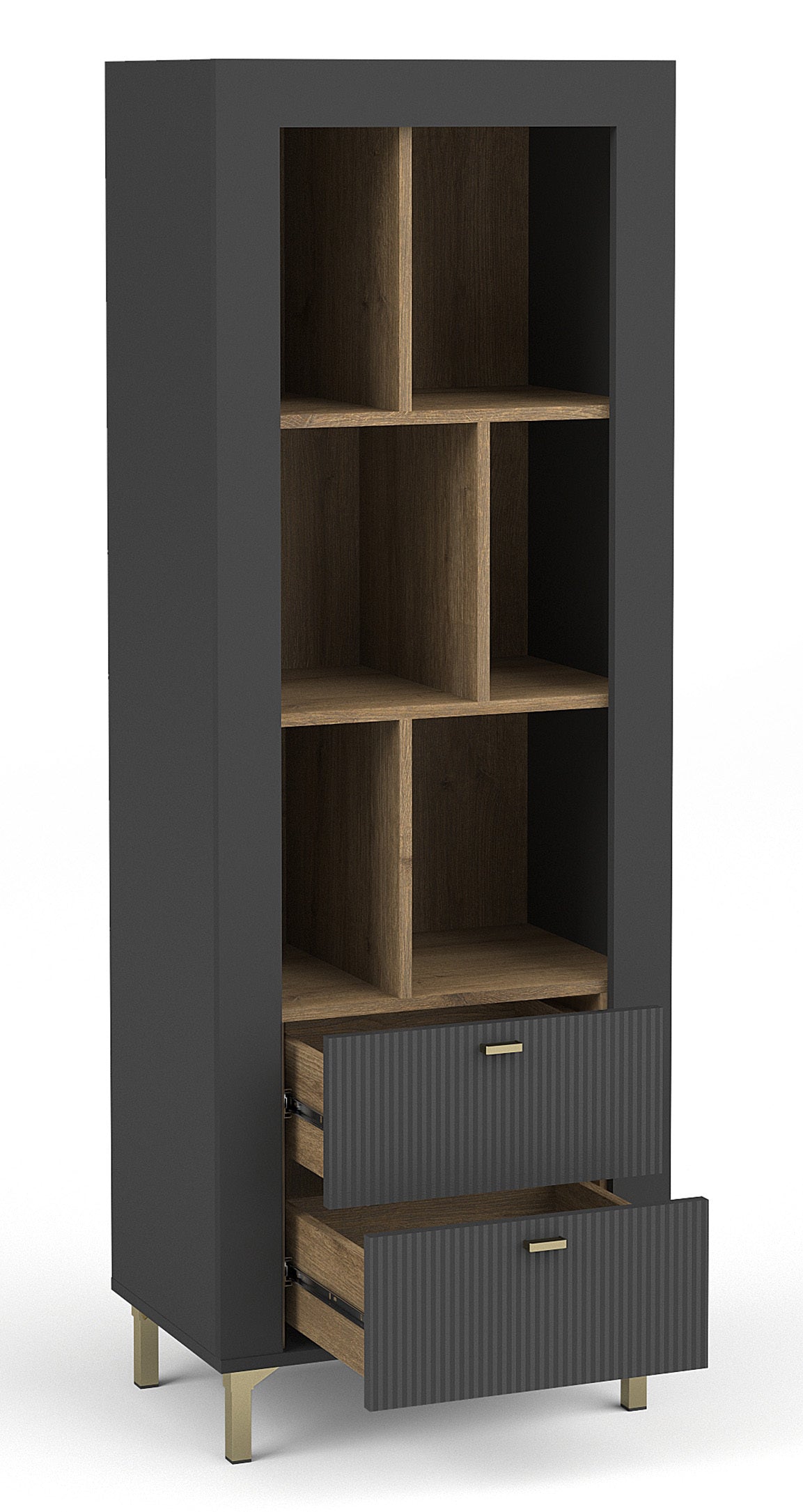 Skapis Lamos 55/153/38 cm melns/zelts