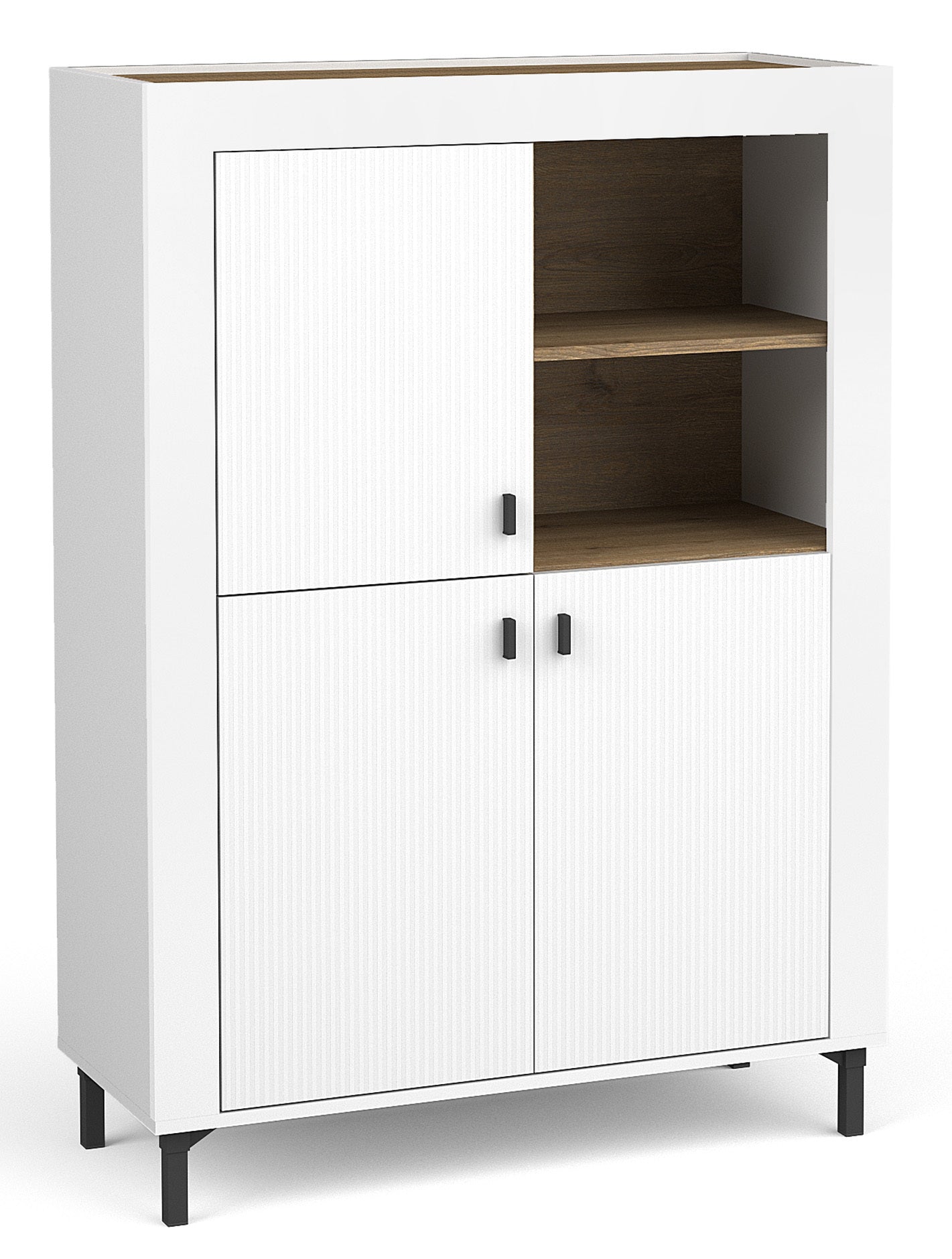 Vitrīna Lamos 96/135/39 cm balts/melns