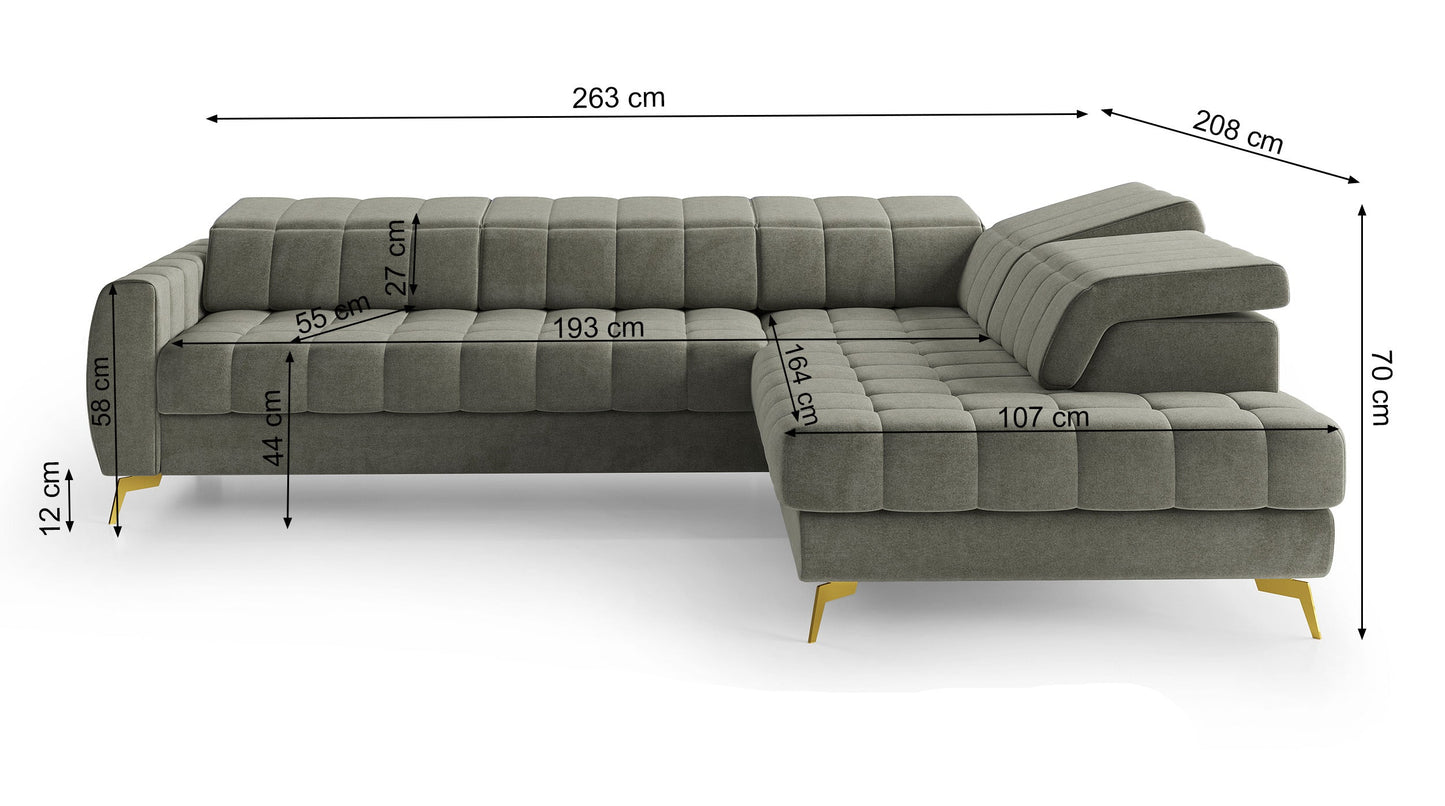 Dīvāns Perso 70/263/208 cm Castel 79 - N1 Home