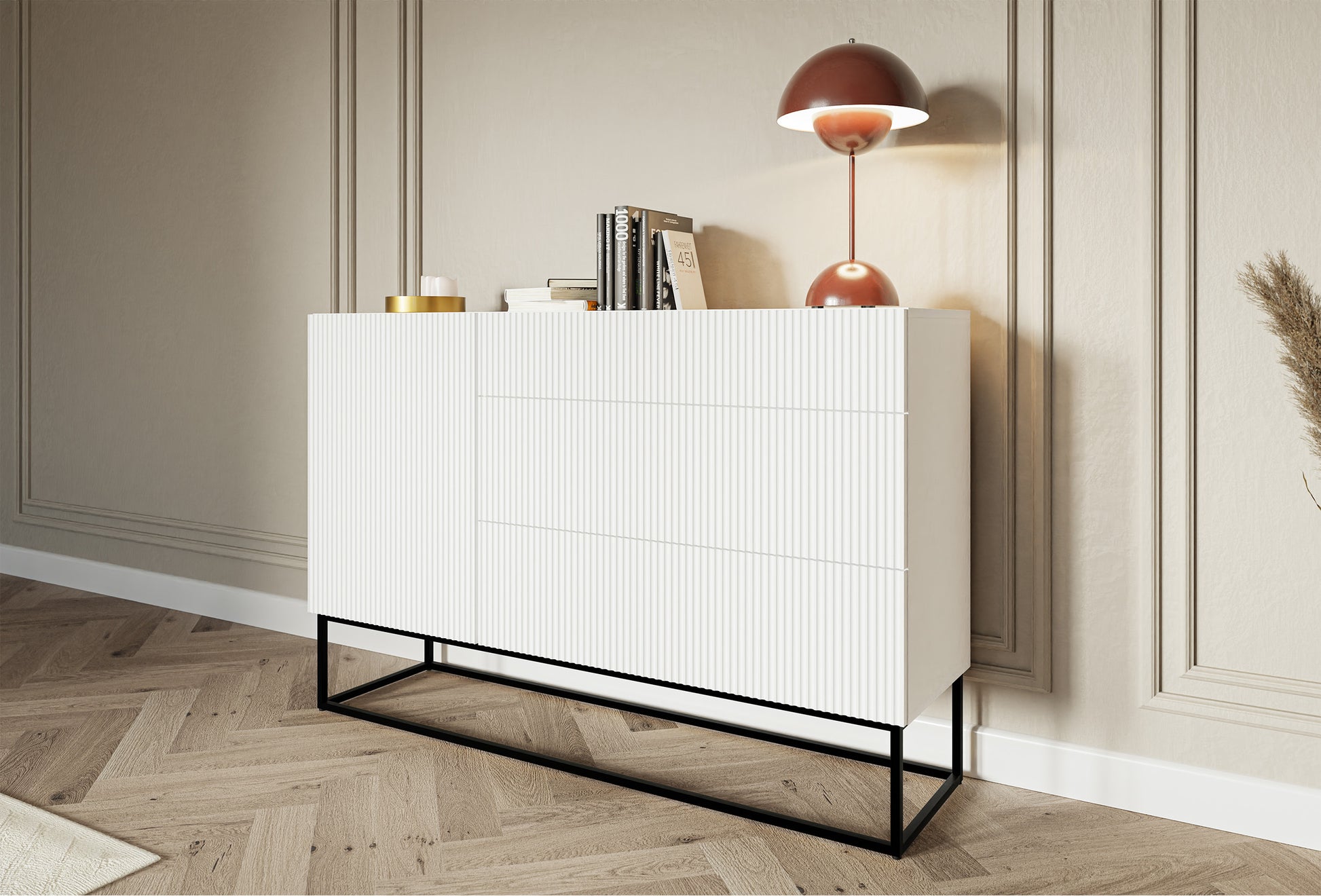Kumode Velda 140/90/38 cm balts/melns - N1 Home