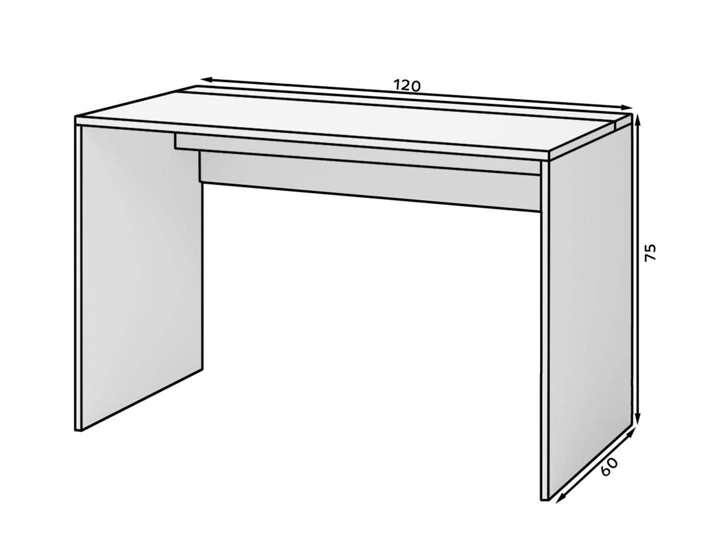 NIPONO Rakstāmgalds 120 cm / 140 cm ar uzglabāšanas vietu, balts