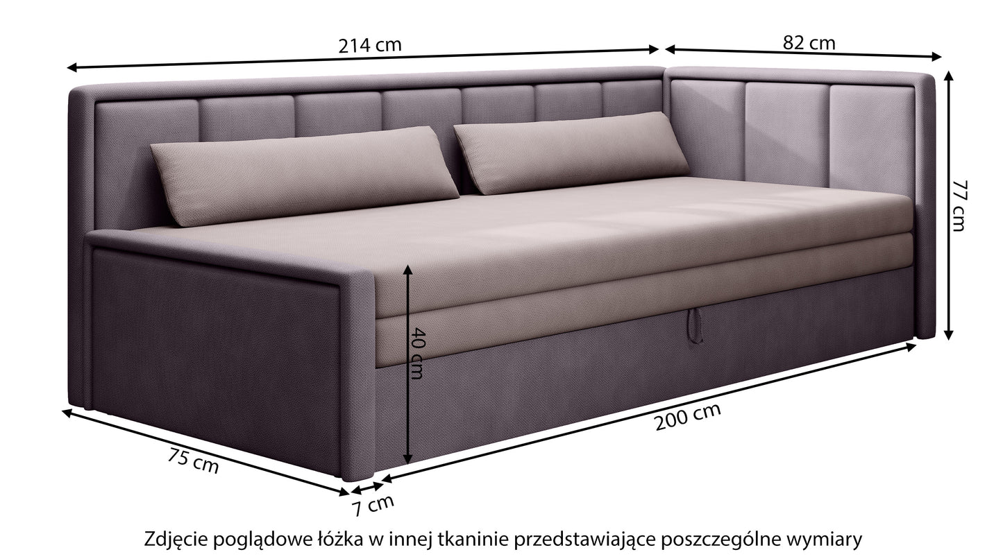 PRIL Jauniešu gulta ar konteineru, rozā/ viršu, kreisa/laba puse - N1 Home