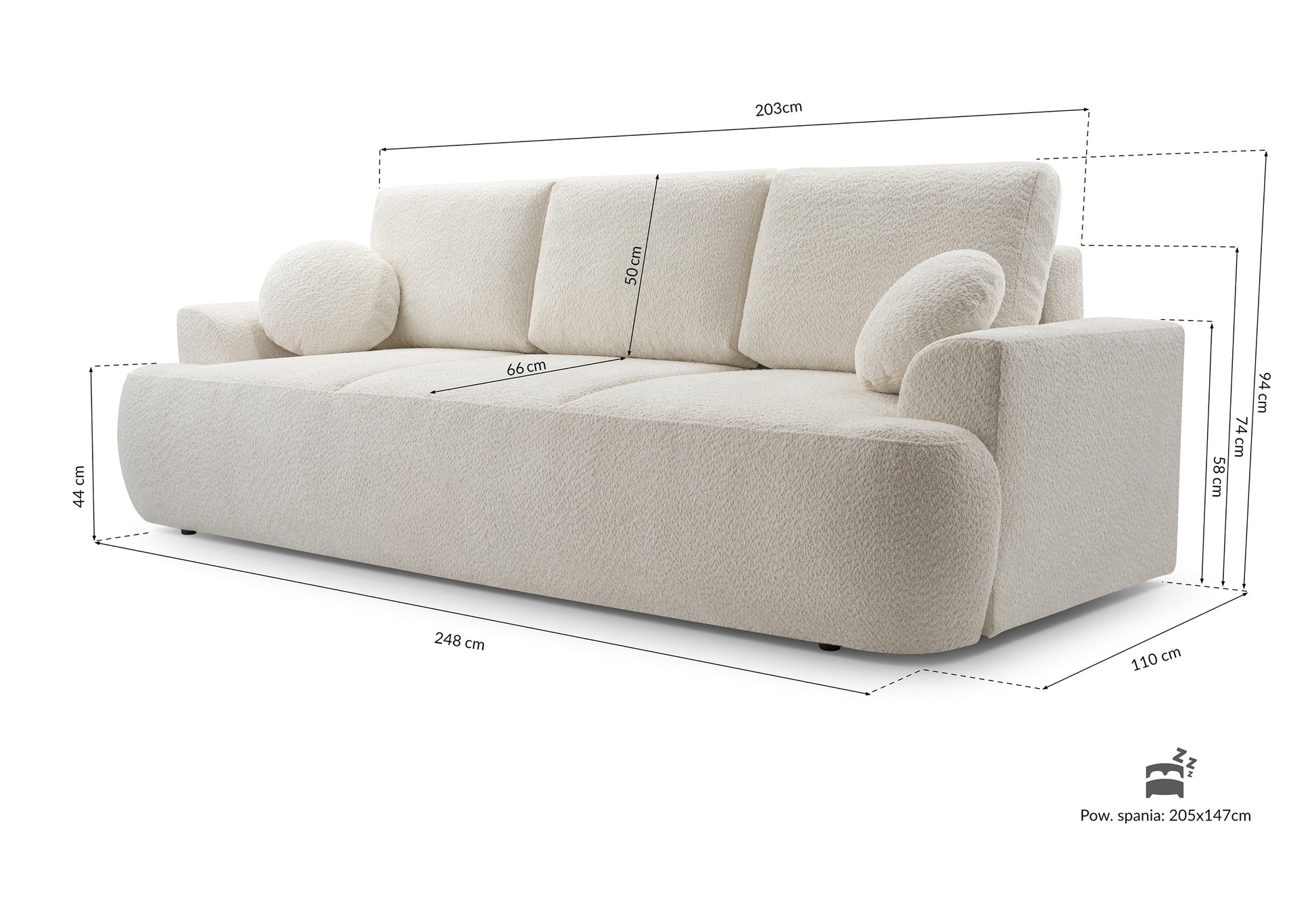 Dīvāns Barlo 94/248/110 cm Coral 80 - N1 Home