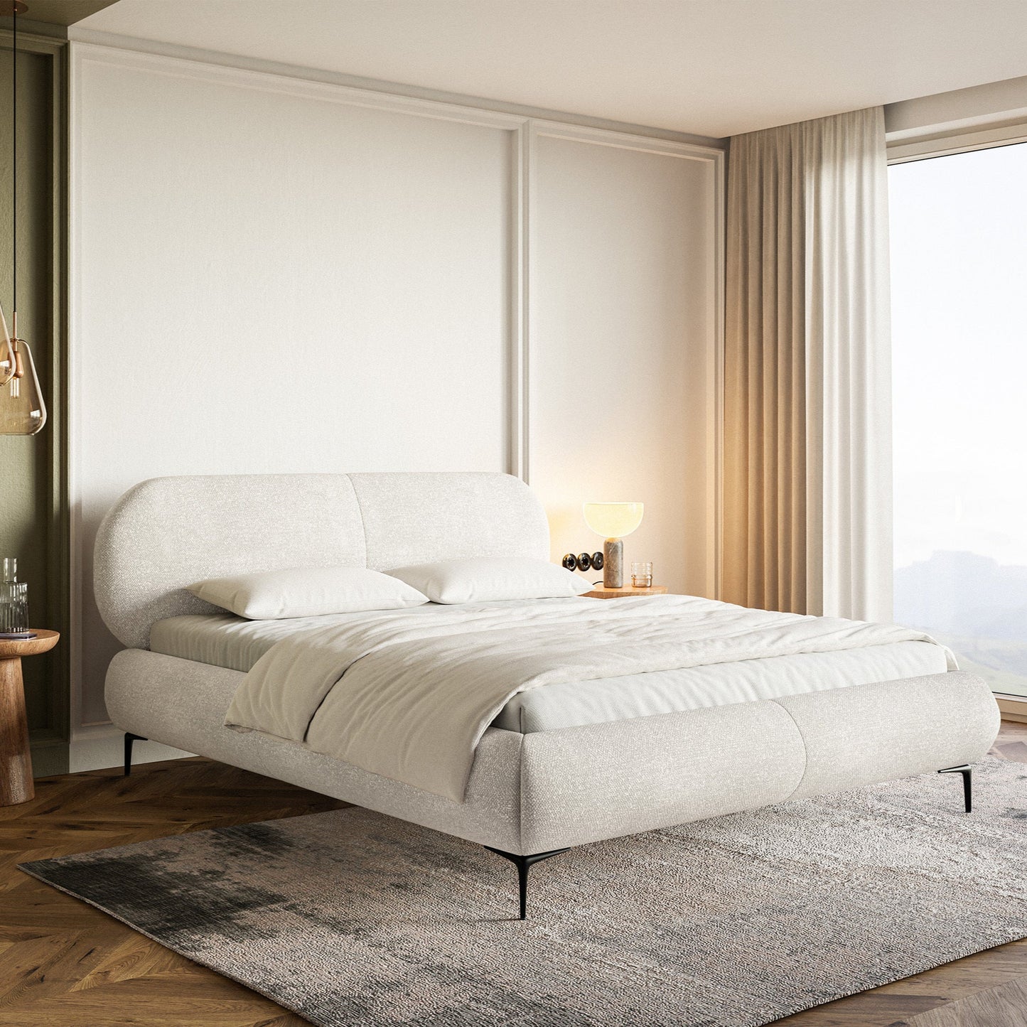 Gulta ar konteineru Valeo 140/160/180x 200 cm Melody 14 (Agmamito), melnas kājas - N1 Home