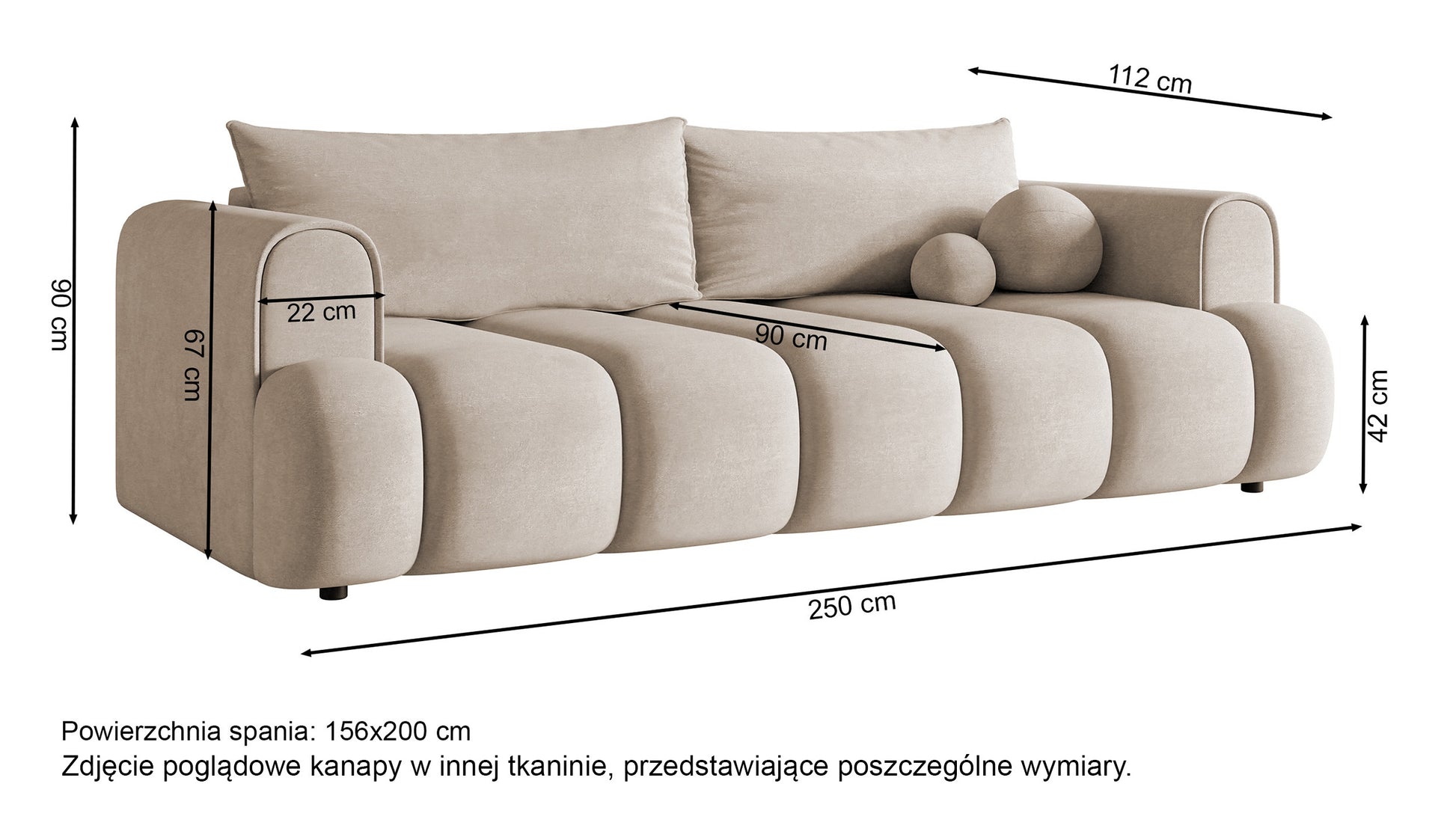 KARDELINO  trīsvietīgs dīvāns ar gulēšanas funkciju, pelēks, hidrofobizēts šenils - N1 Home