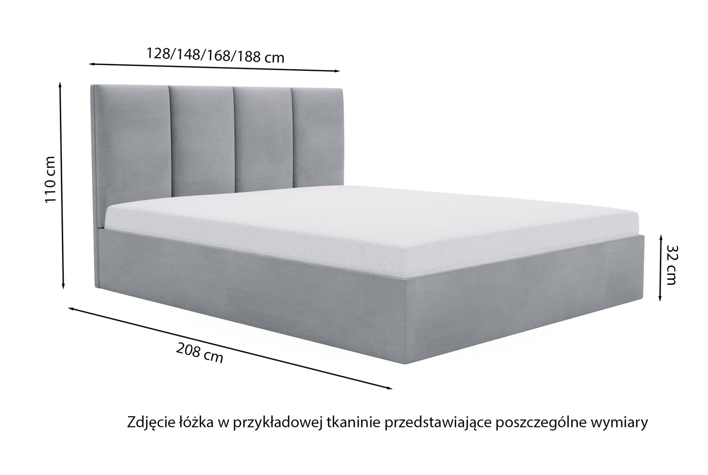 PRIMI Mīkstā gulta 120/140/160/180x200 cm ar  uzglabāšanas kasti, eikalipta samta hidrofobu