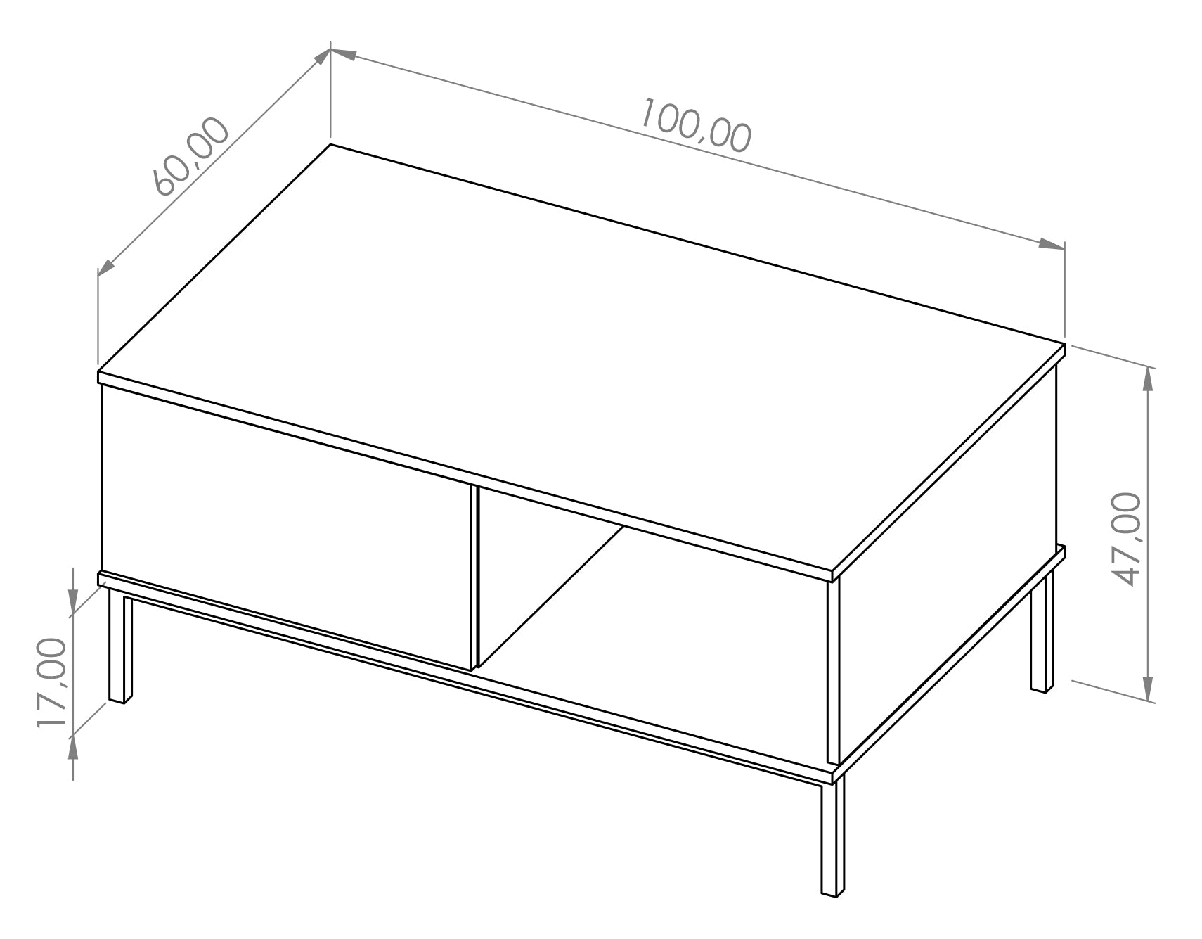 Kafijas galds Polka 47/100/60 cm hikorijs - N1 Home
