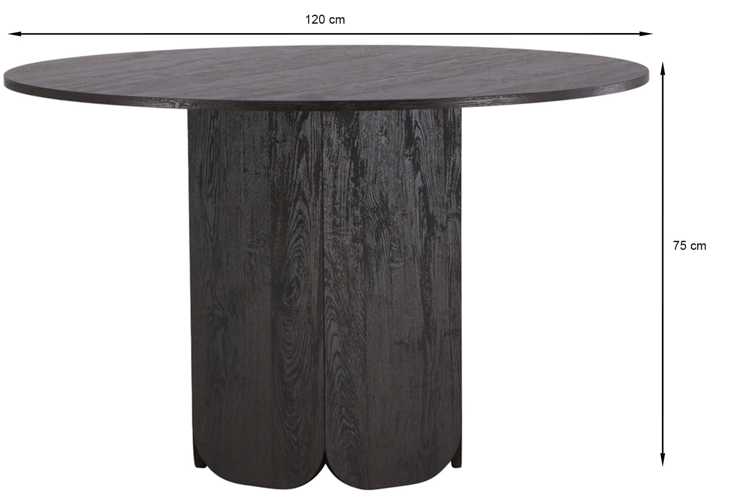 Galds Velaj 120/120/75 cm melns ozols - N1 Home