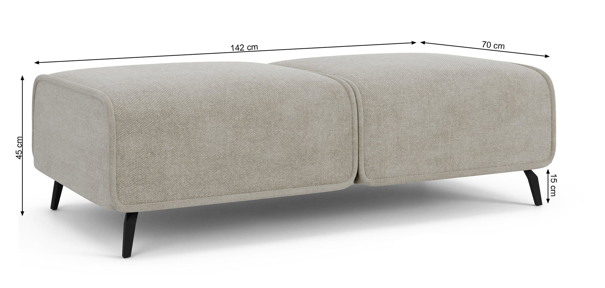 Dīvāns ar pufu Ruma 94/260/208 cm Storm 09 - N1 Home