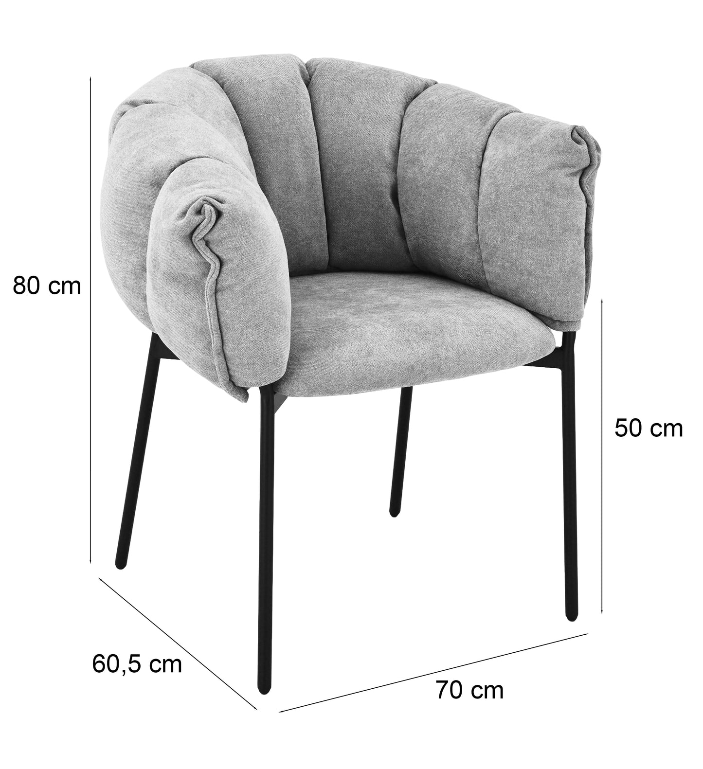 Krēsls Convi 80/70/60 cm gaiši pelēks - N1 Home