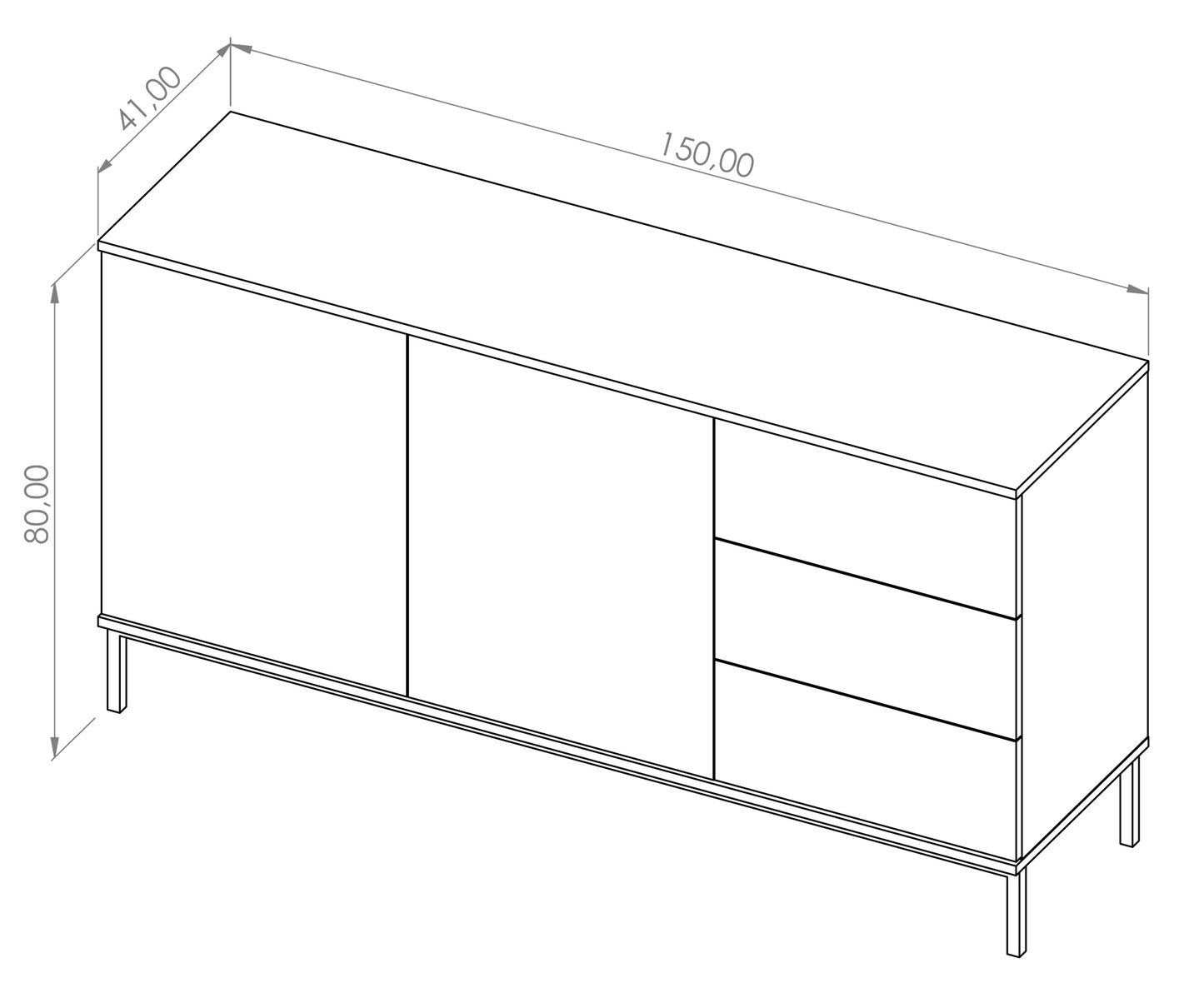 Kumode Polka 80/150/41 cm balts - N1 Home