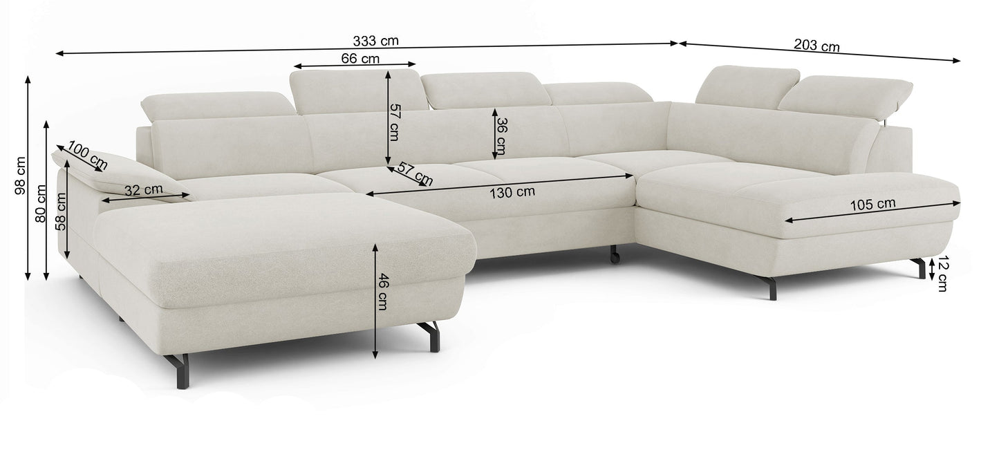 Dīvāns Lamigo U 80/333/203 cm Castel 15