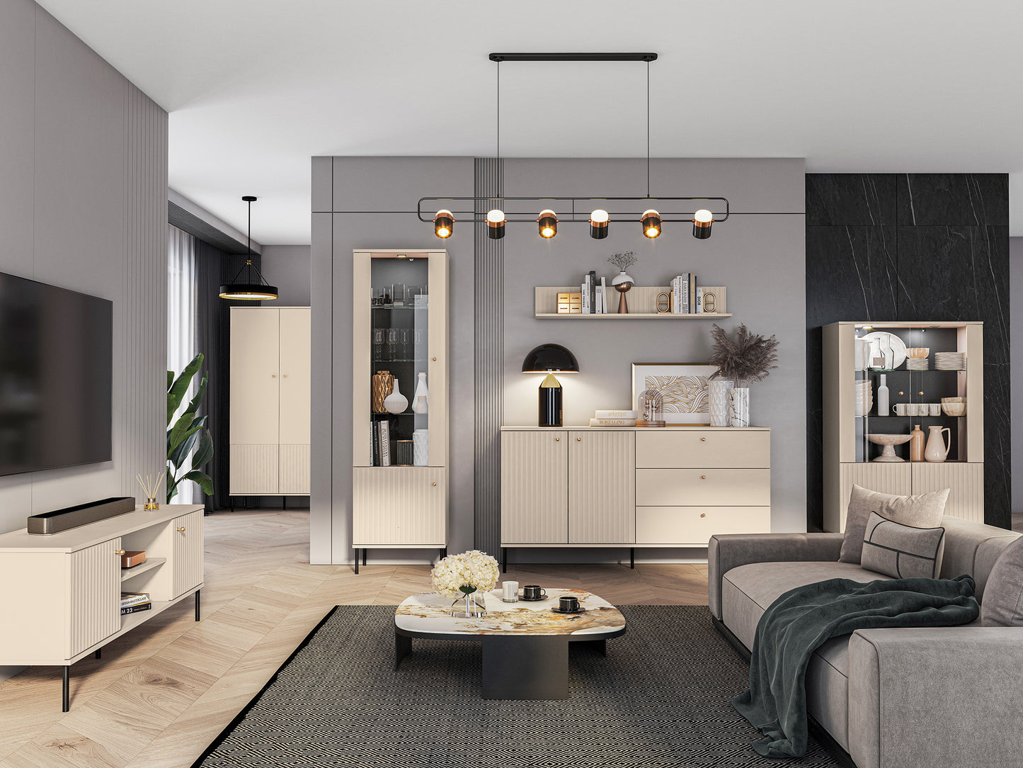 Kumode Galeto 85/120/40 cm bēšs - N1 Home