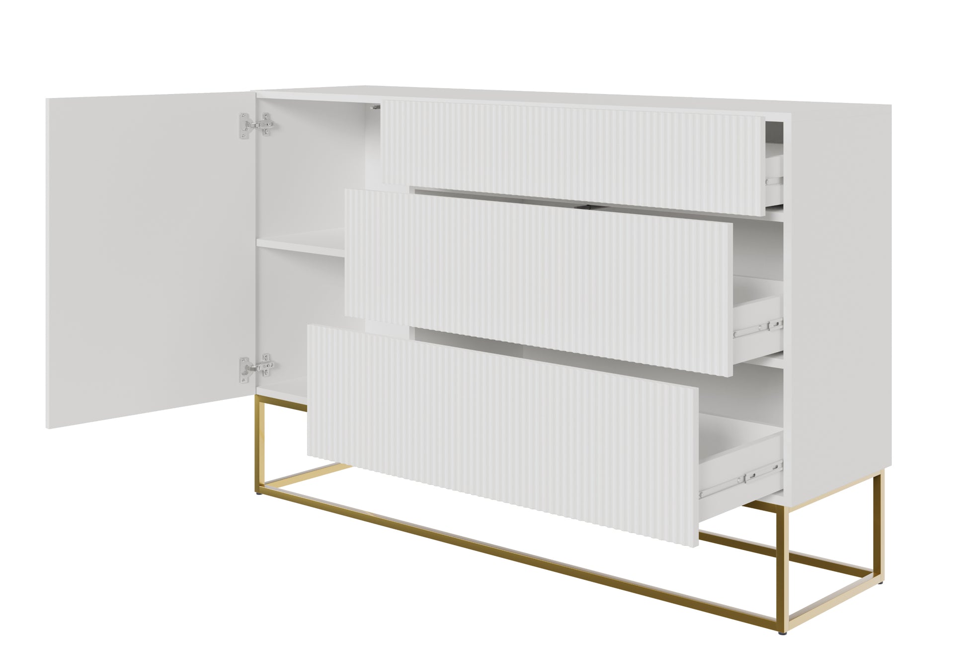 Kumode Velda 140/90/38 cm balts/zelts - N1 Home