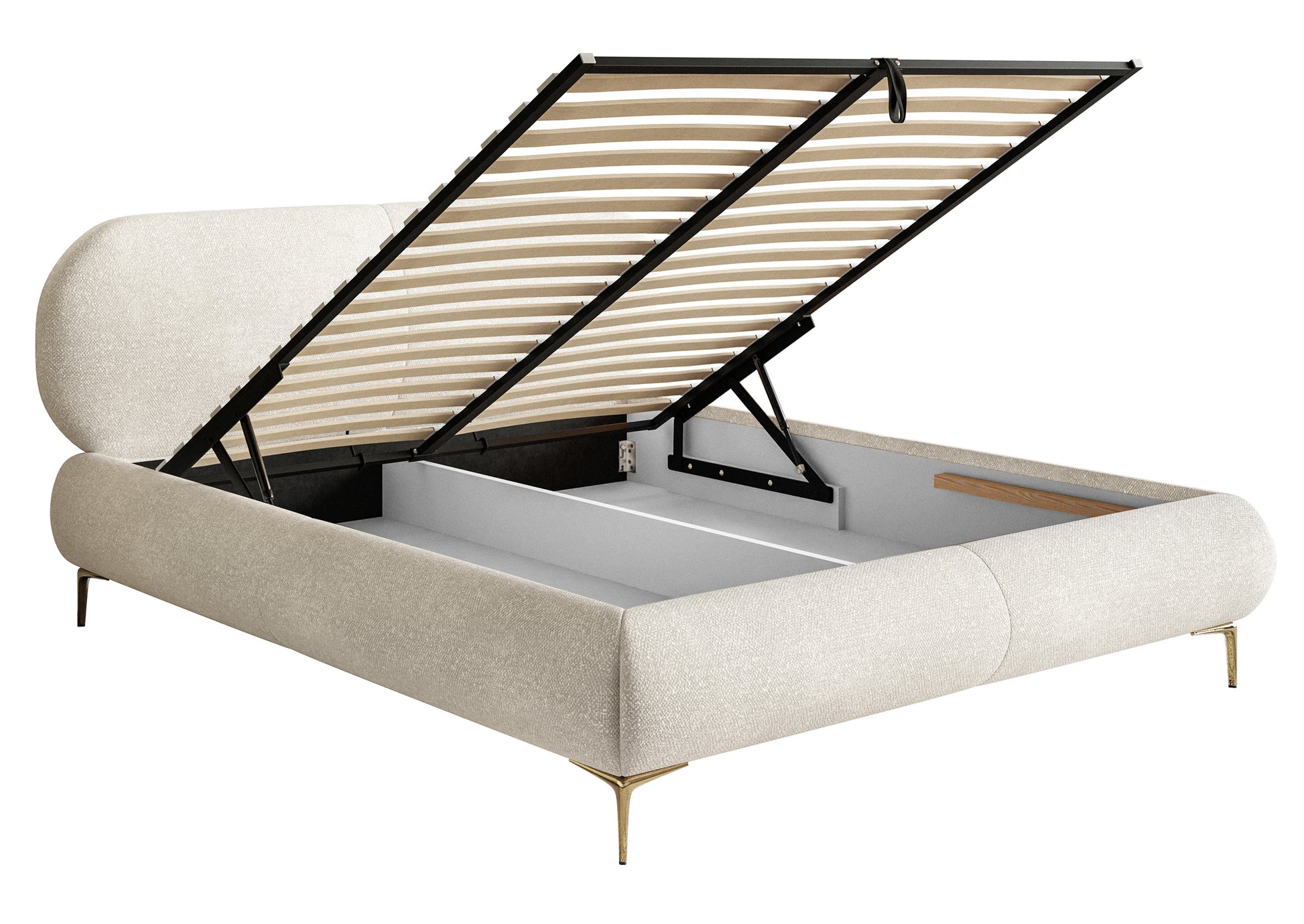 Gulta ar konteineru Valeo 140/160/180x 200 cm Melody 14 (Agmamito),zelta kājas - N1 Home