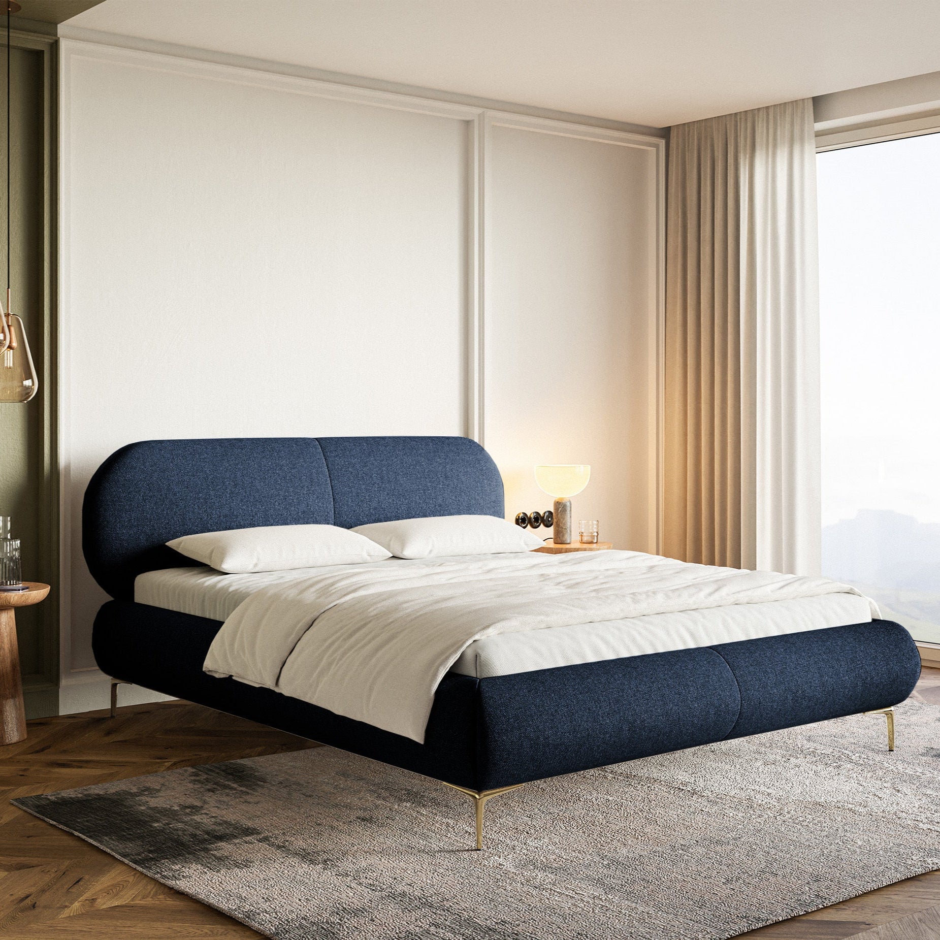 Gulta ar konteineru Valeo 140/160/180x 200 cm Toronto 10 (Lech), zelta kājas - N1 Home