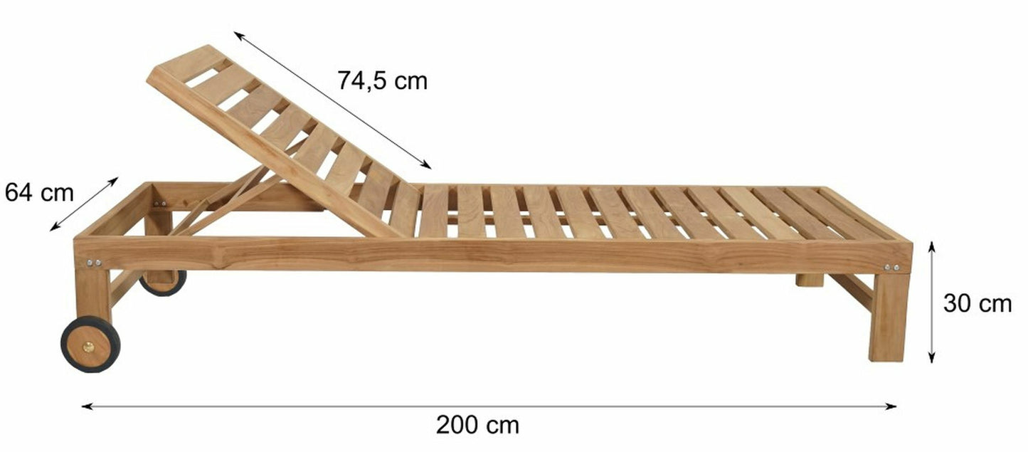 Dārza guļamkrēsls Rino 30/200/64 cm tīkkoks - N1 Home