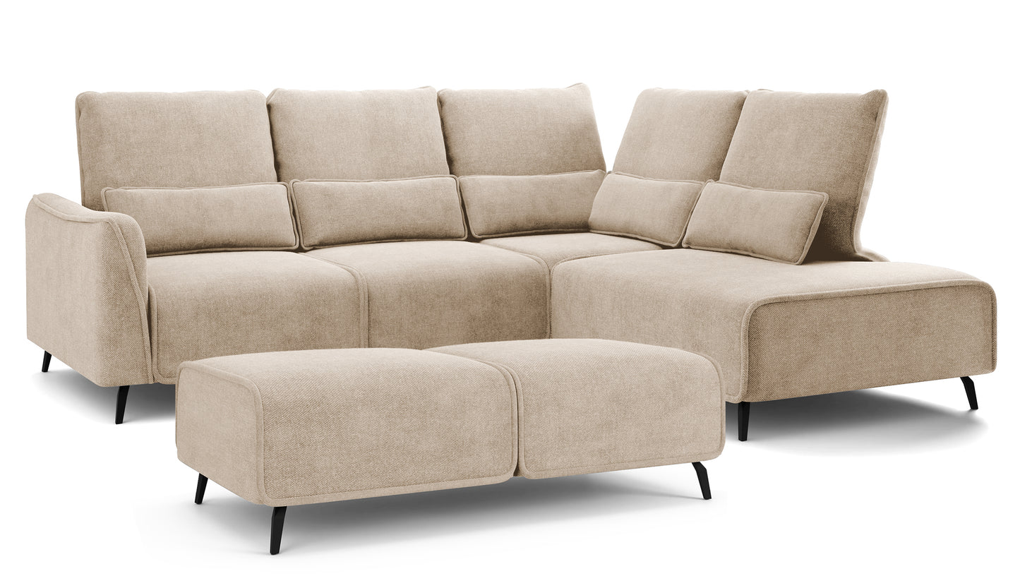 Dīvāns ar pufu Ruma 94/260/208 cm Storm 06 - N1 Home