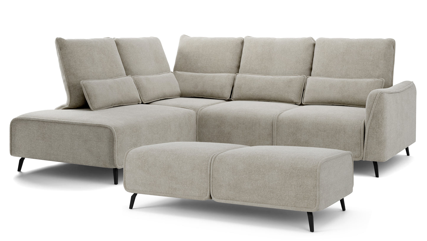 Dīvāns ar pufu Ruma 94/260/208 cm Storm 09 - N1 Home