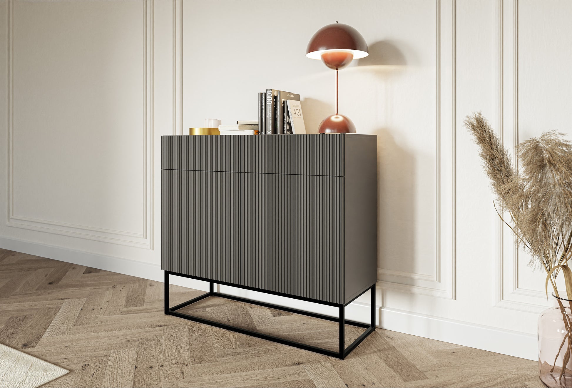 Kumode Velda  100/90/38 cm melns/melns - N1 Home