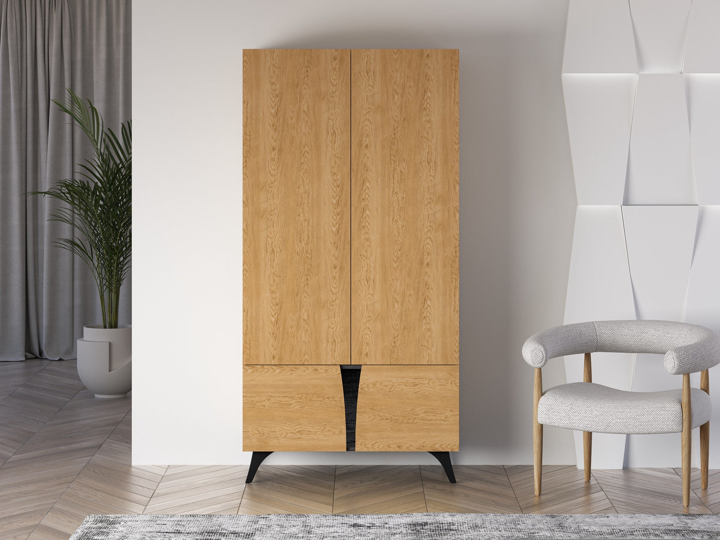 Skapis Toskana 189/57/38 cm ozols/melns