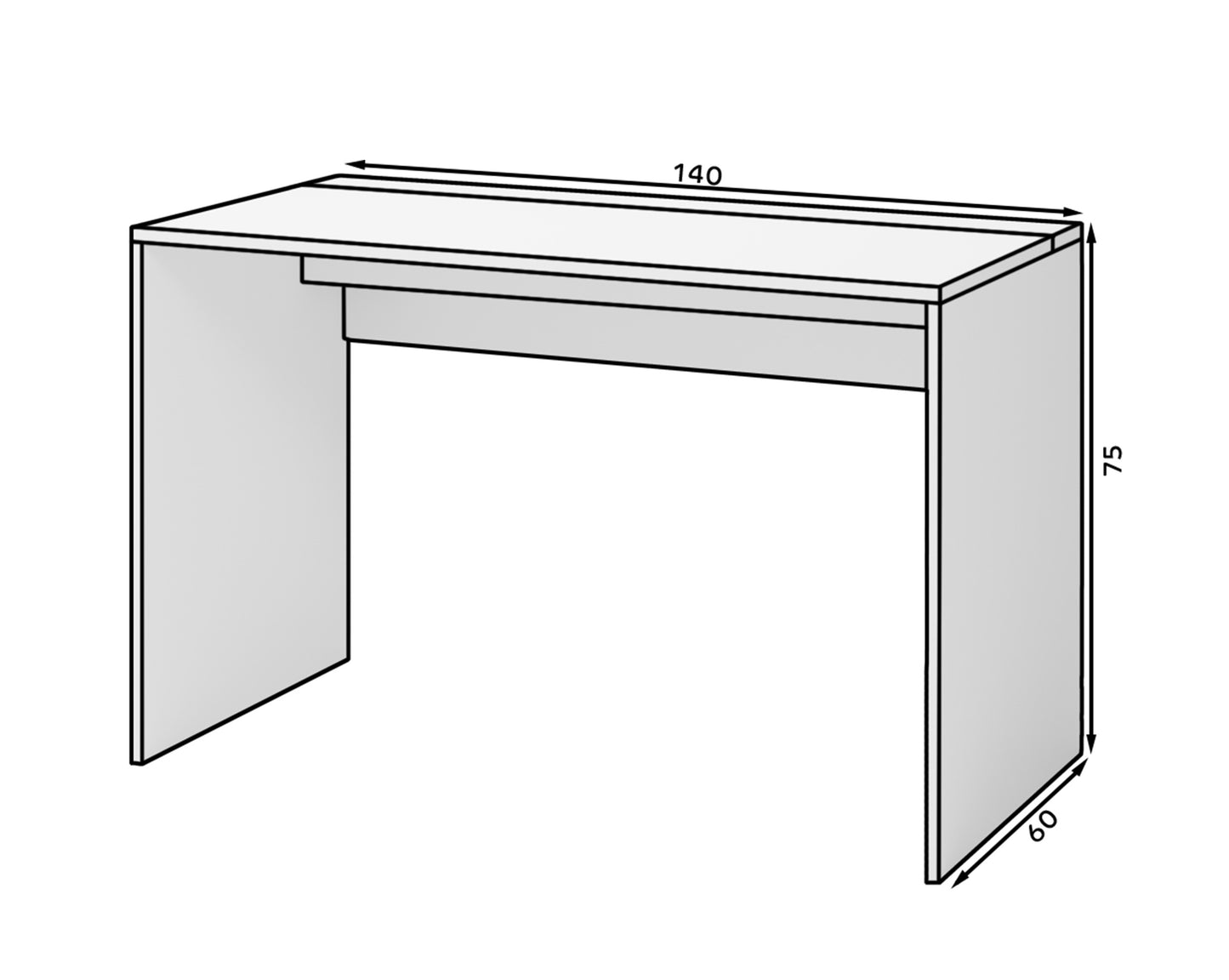 NIPONO Rakstāmgalds 120 cm / 140 cm  ar uzglabāšanas vietu, melns