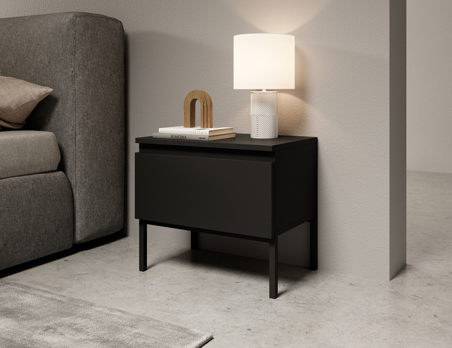 Naktsgaldiņš Bommo 43/49/32 cm melns/melns