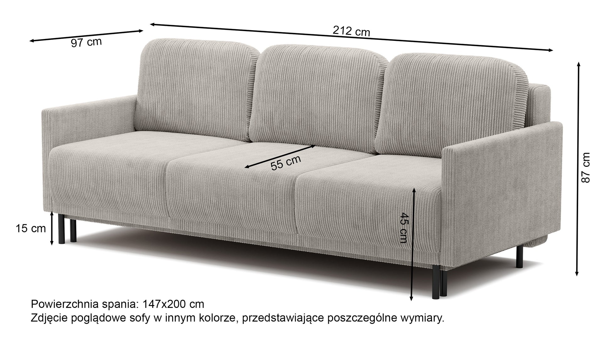 NOMIEL Trīsvietīgs dīvāns-gulta ar glabāšanas kasti, zili pelēks velvets - N1 Home