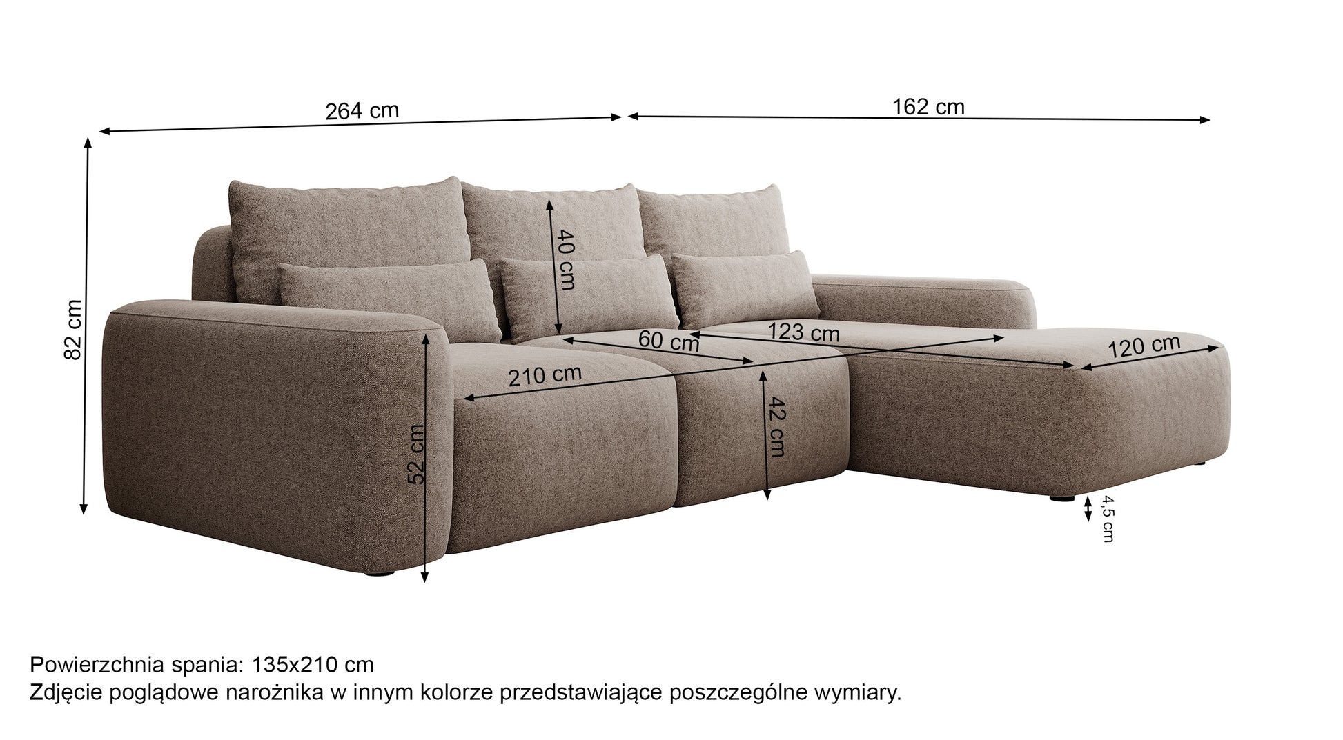 GARN L-formas stūra dīvāns ar gulēšanas funkciju, ar papildu jostasvietu spilveniem, melns šenils, laba/kreisa puse - N1 Home