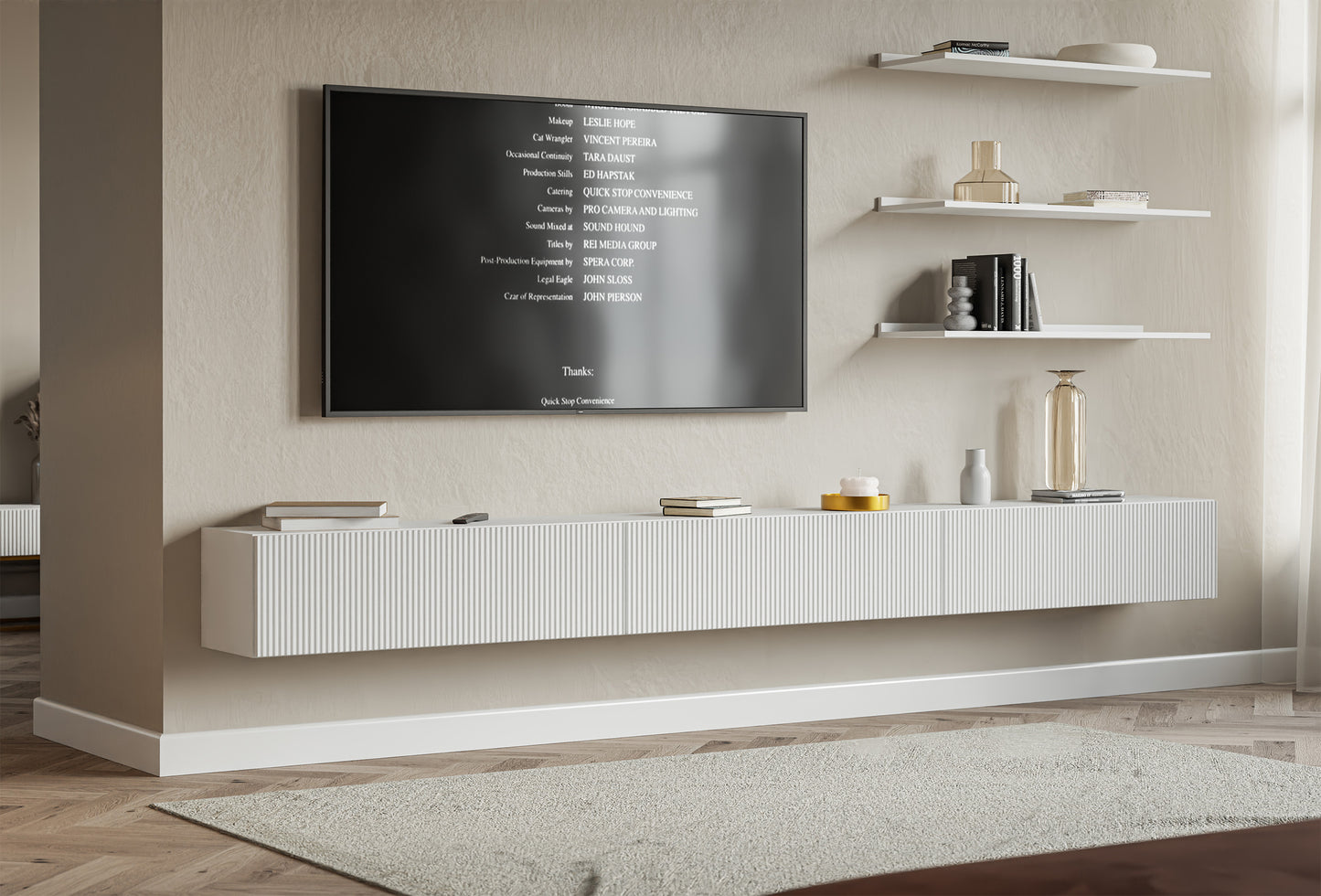 TV skapis Velda 302/28/31 cm balts - N1 Home