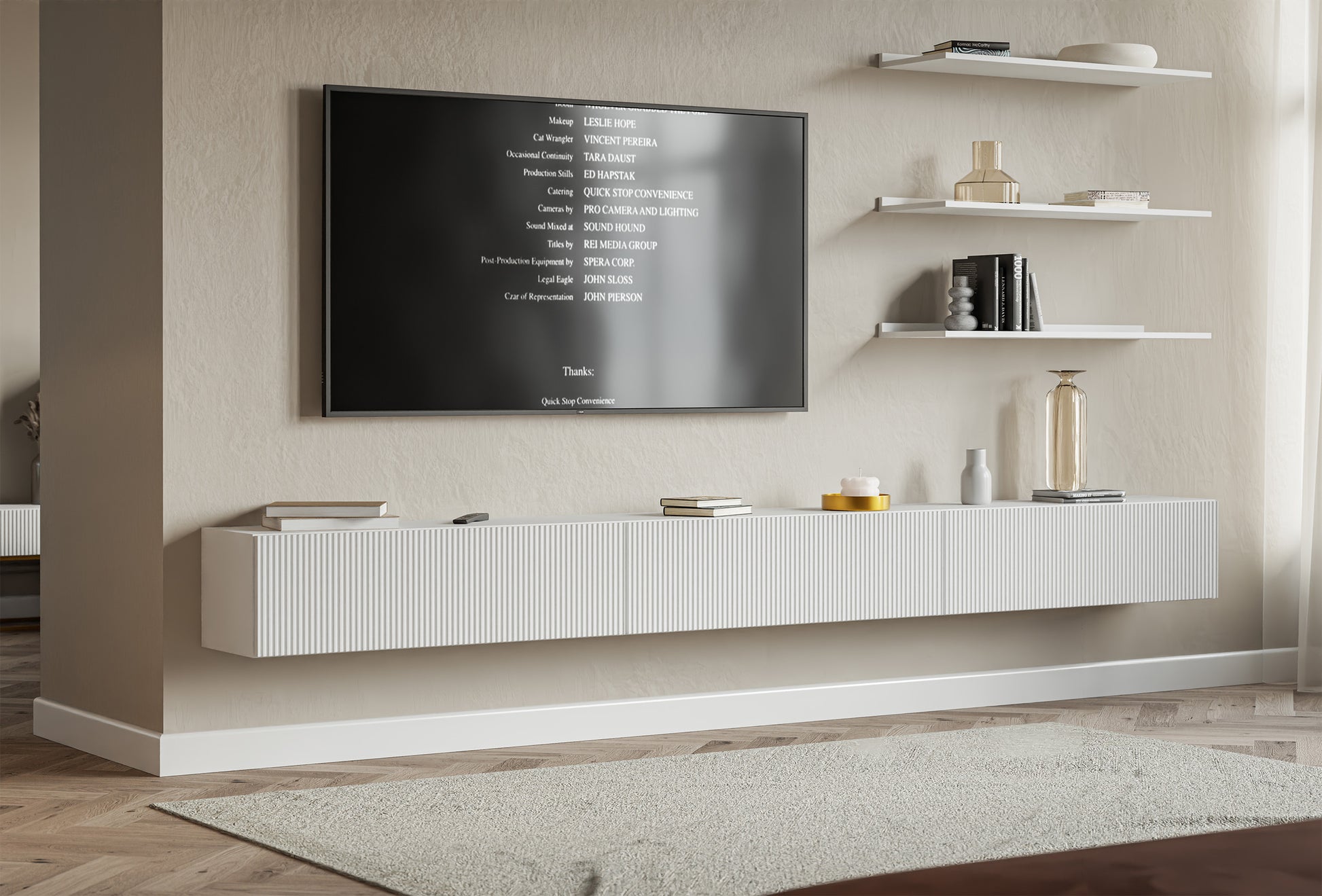 TV skapis Velda 302/28/31 cm balts - N1 Home