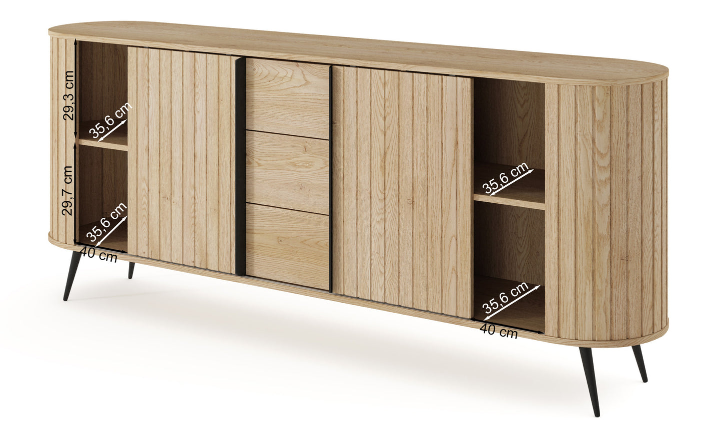 Kumode Lavas 196/81/40 cm Kremonas ozols