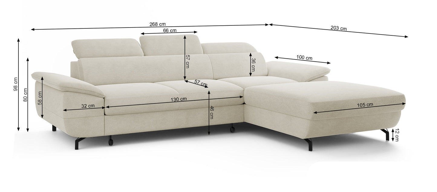 Dīvāns Lamigo L 80/268/203 cm Castel 80