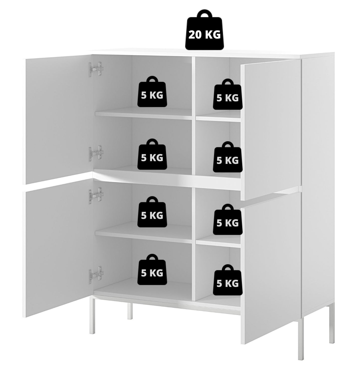Kumode Bommo 100/122/35 cm balts/zelts