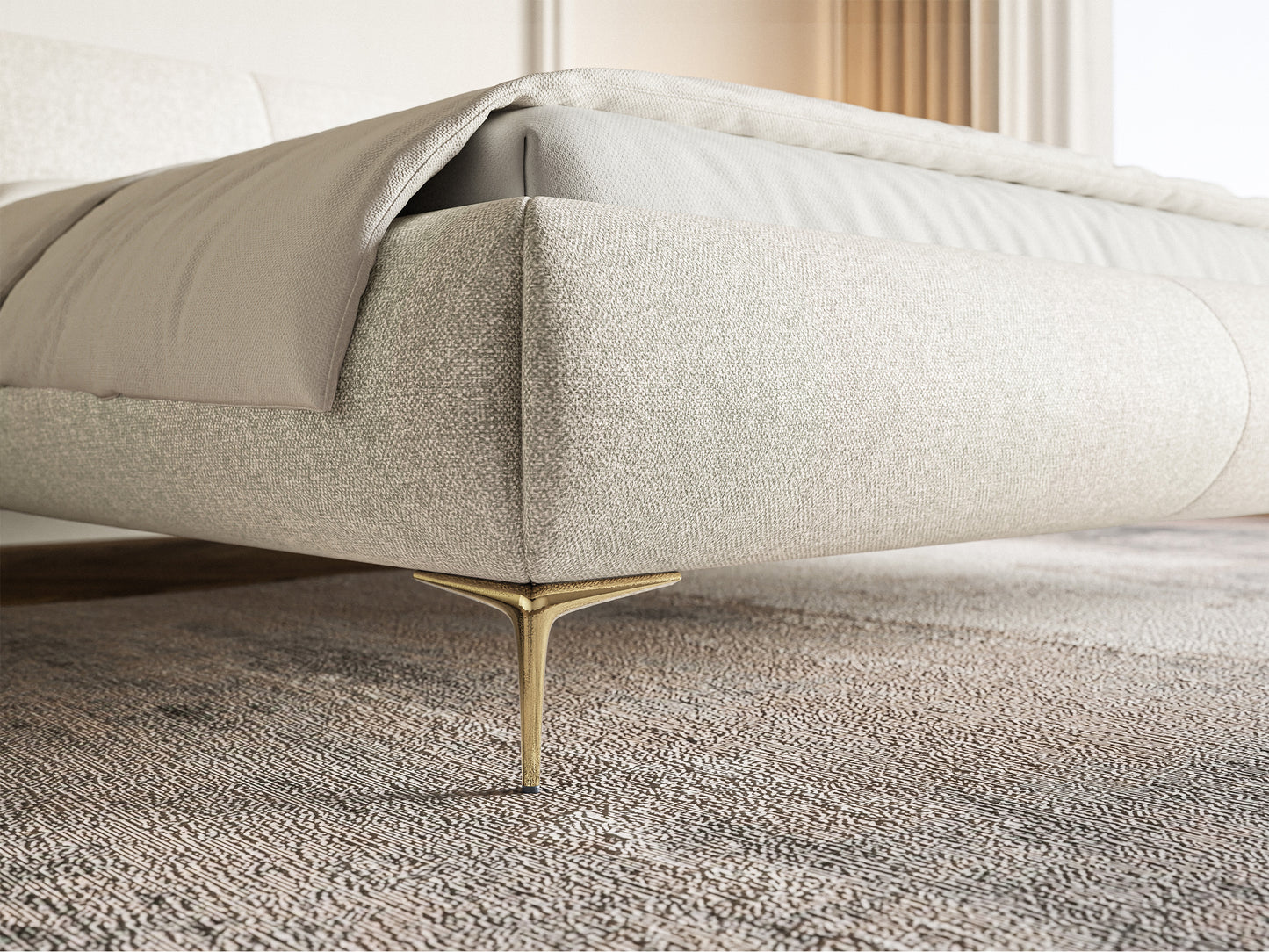 Gulta Valeo 140/160/180x 200 cm Toronto 01 (Lech), zelta kājas - N1 Home