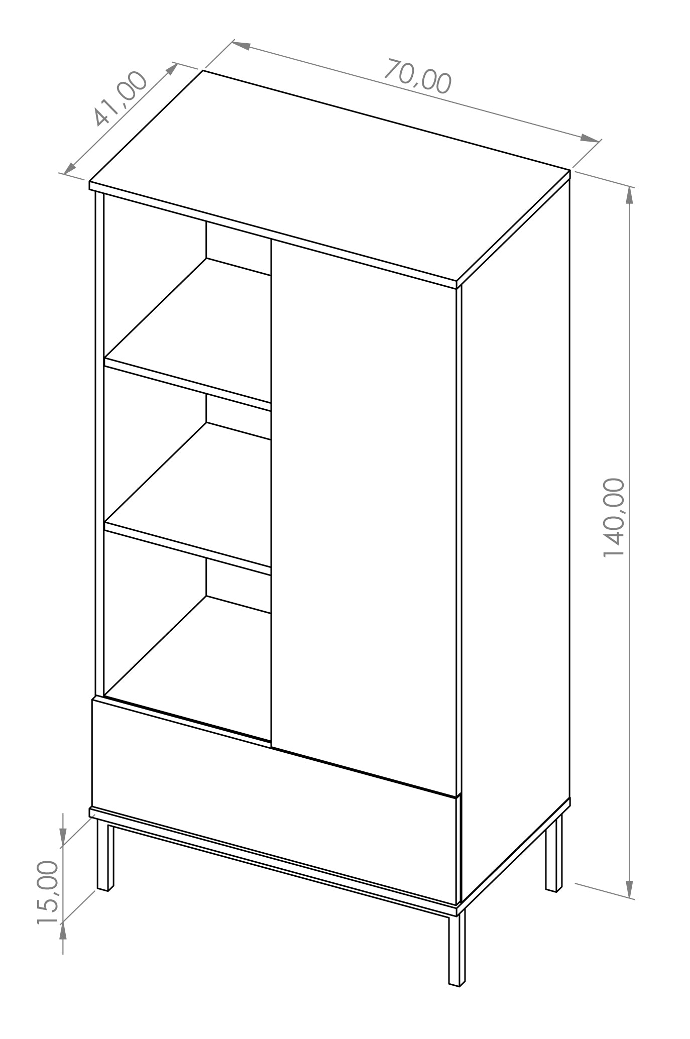 Skapis Polka 140/70/41 cm hikorijs - N1 Home