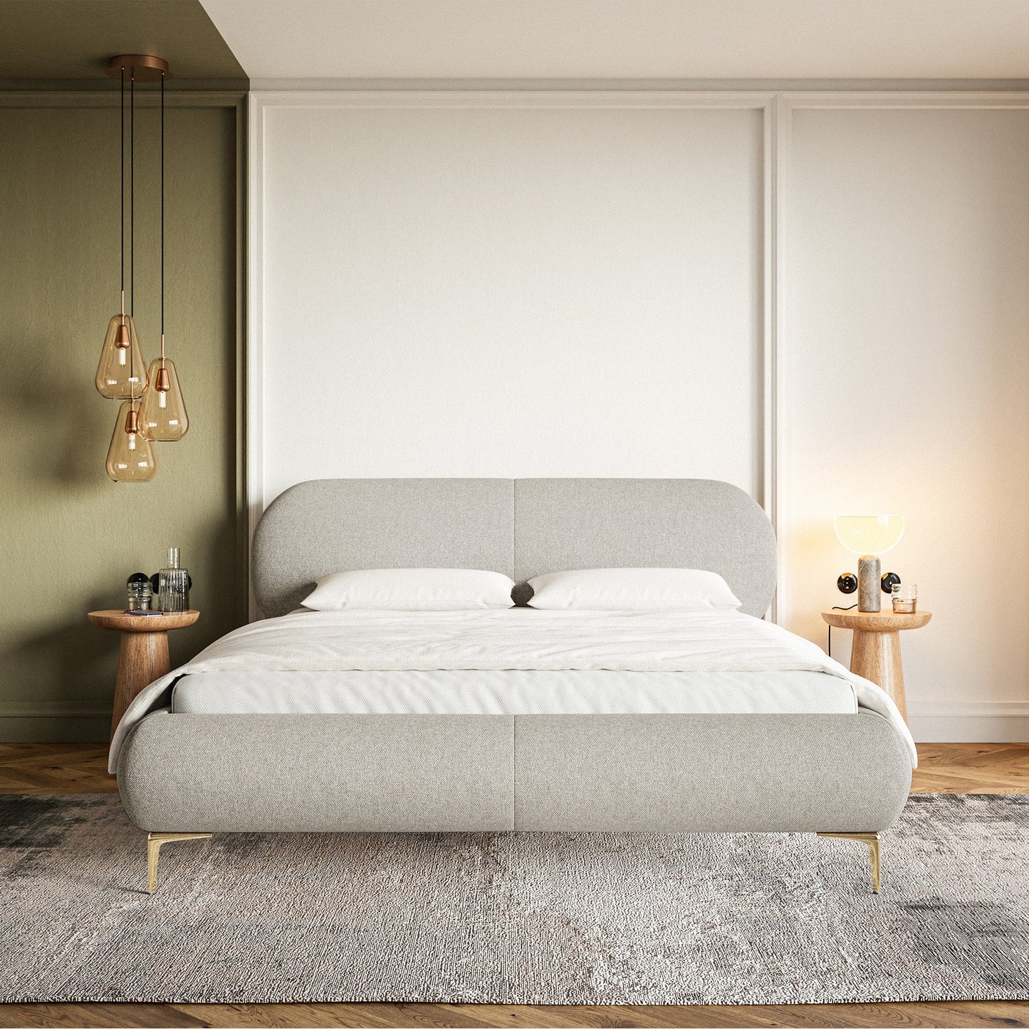 Gulta Valeo 140/160/180x 200 cm Toronto 02 (Lech), zelta kājas - N1 Home