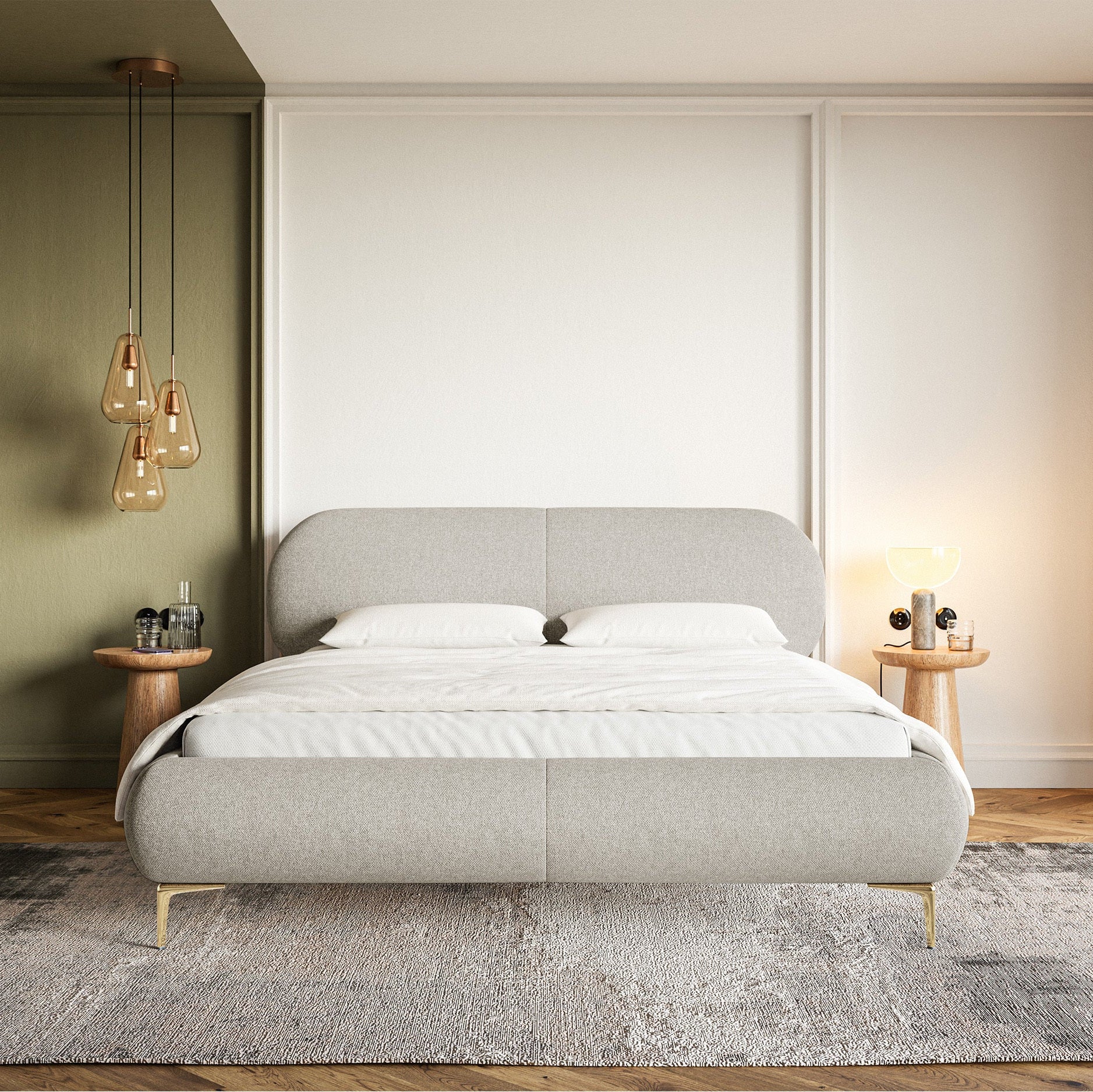 Gulta Valeo 140/160/180x 200 cm Toronto 02 (Lech), zelta kājas - N1 Home