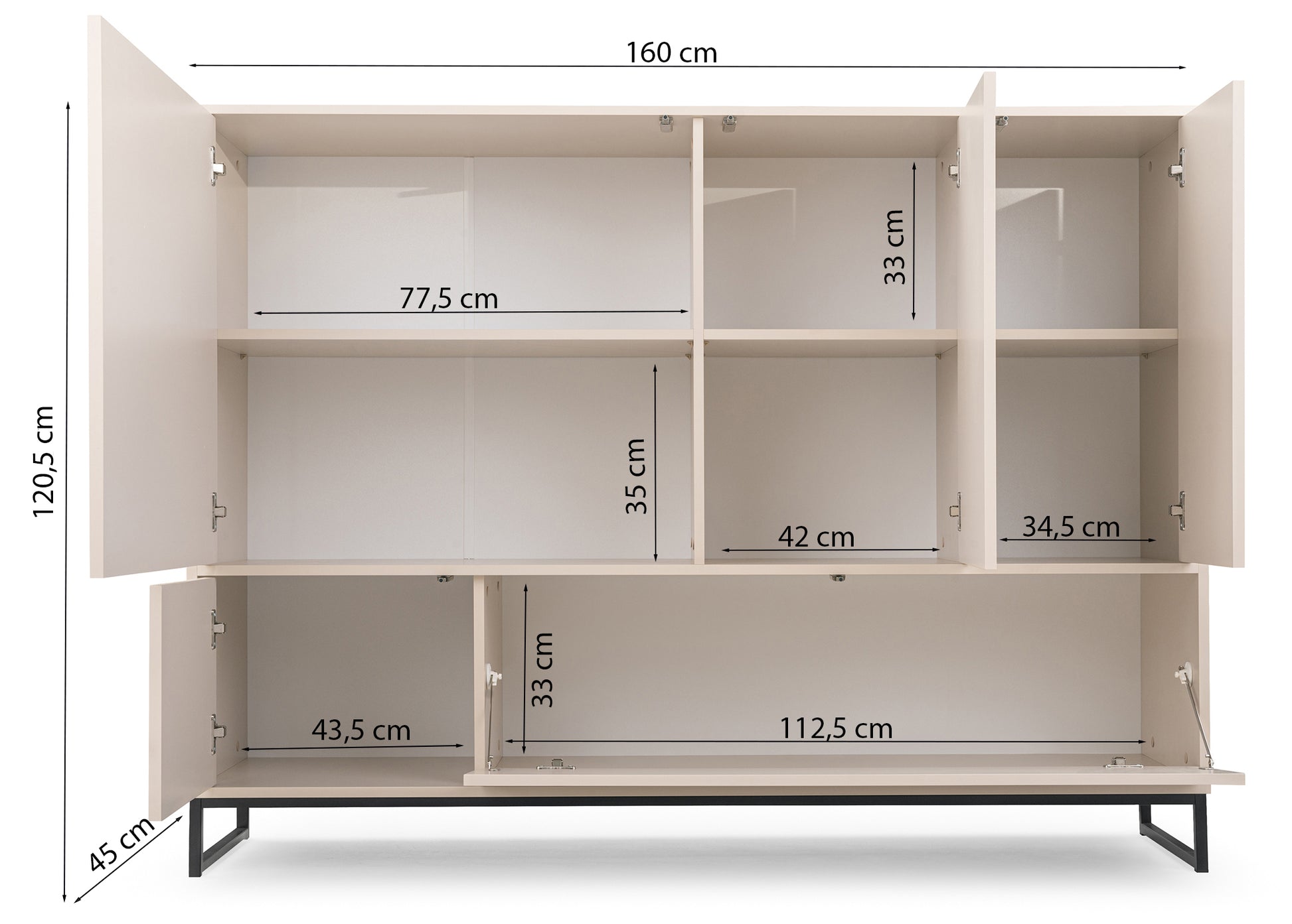 FUMIRA Kumode 160 cm smilšu bēšs - N1 Home