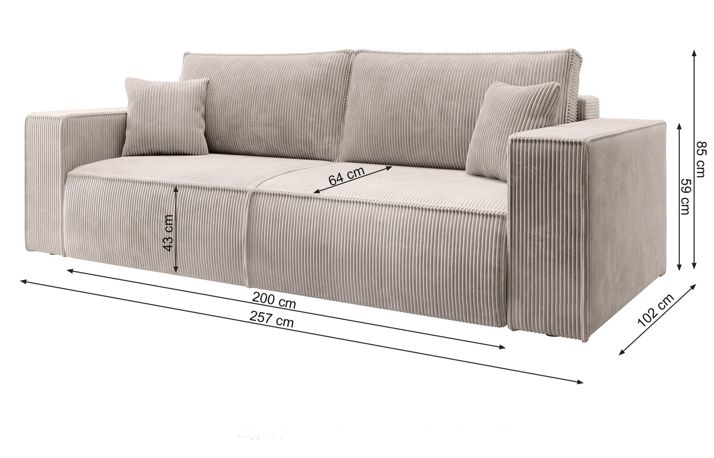 Dīvāns Fireza 275/102/85 cm Perla 30 - N1 Home