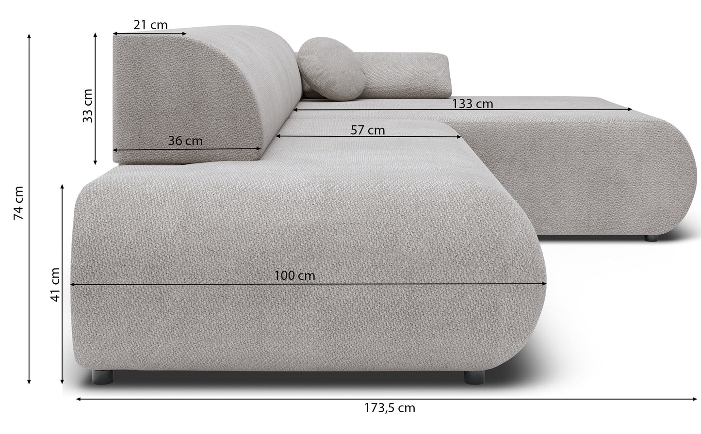 Dīvāns Armon 74/286/173 cm Vinci 14 - N1 Home