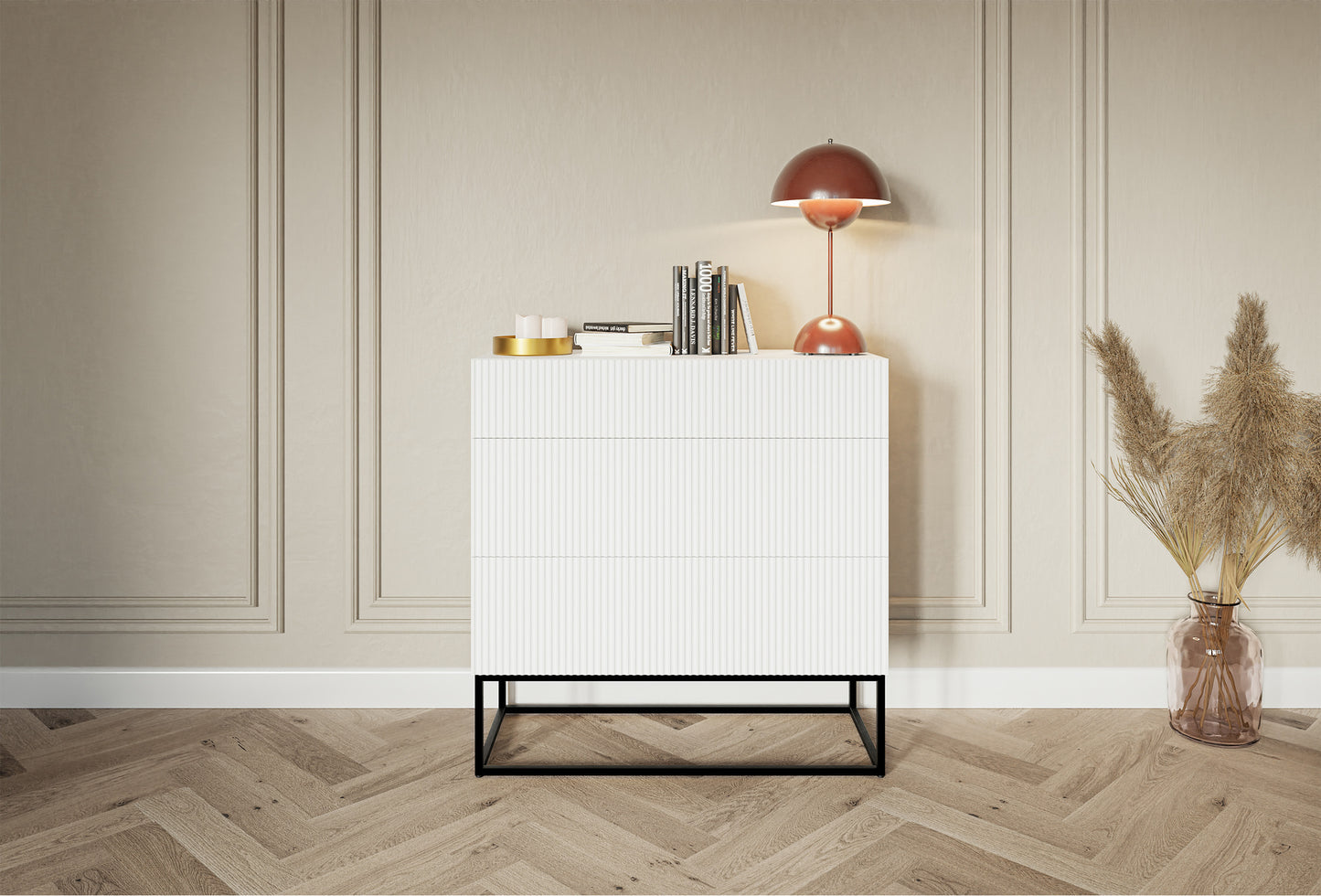 Kumode Velda 90/90/38 cm balts/melns - N1 Home