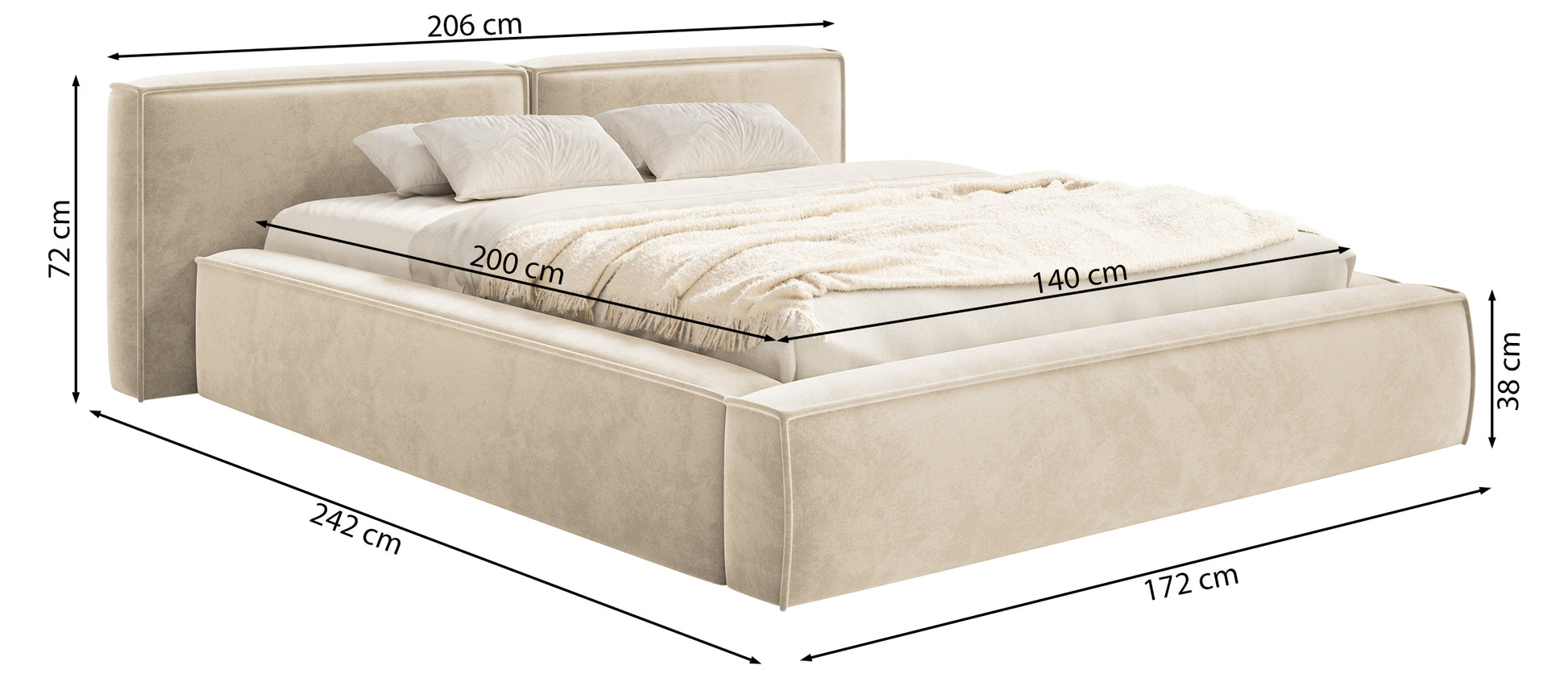 Gulta Tilas low 140/160/180/200x200 cm Bluvel 77 - N1 Home